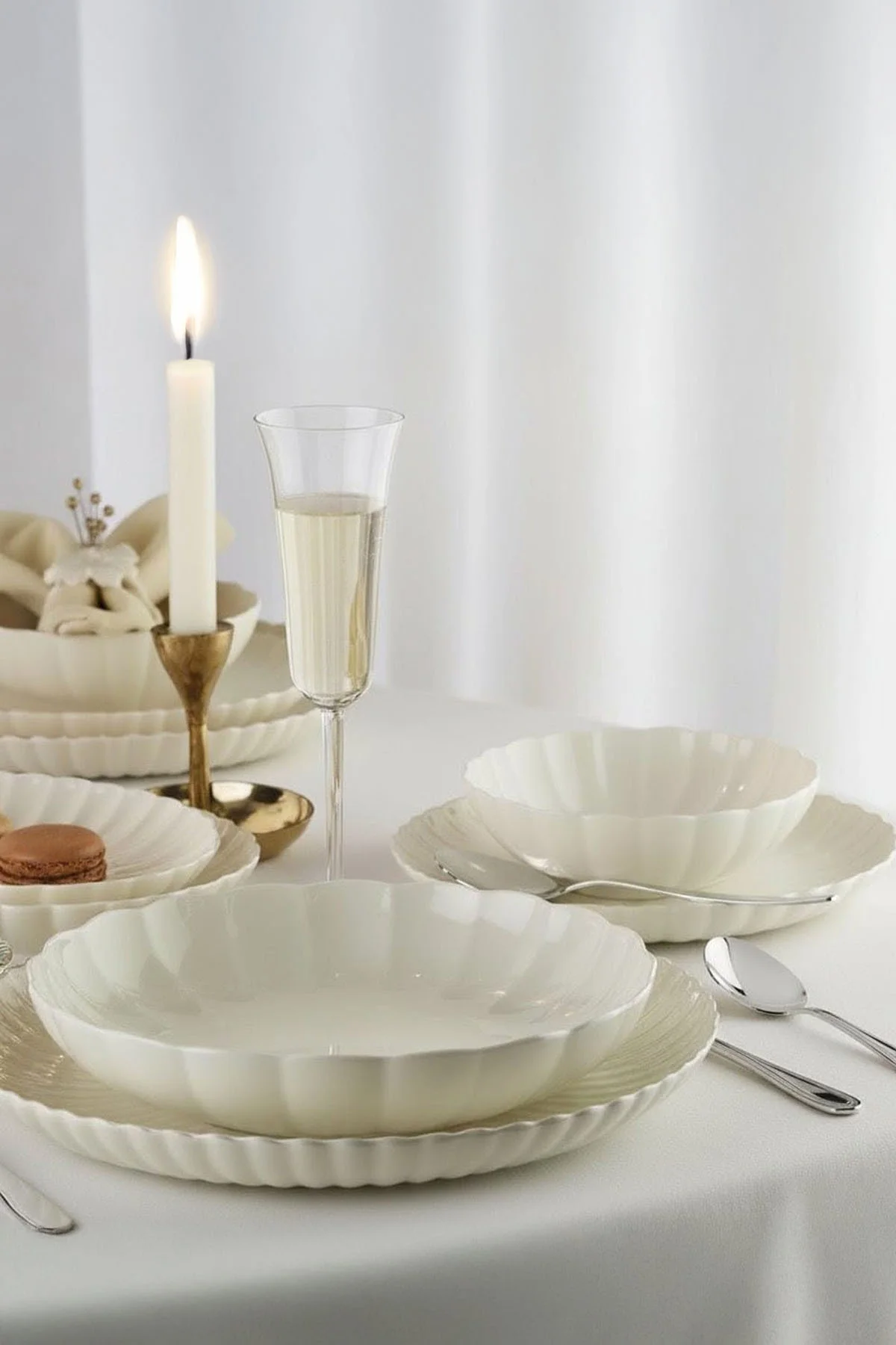 Bone Luz Form 52 Parça 12 Kişilik Yemek Takımı - Kütahya Porselen Görsel 2