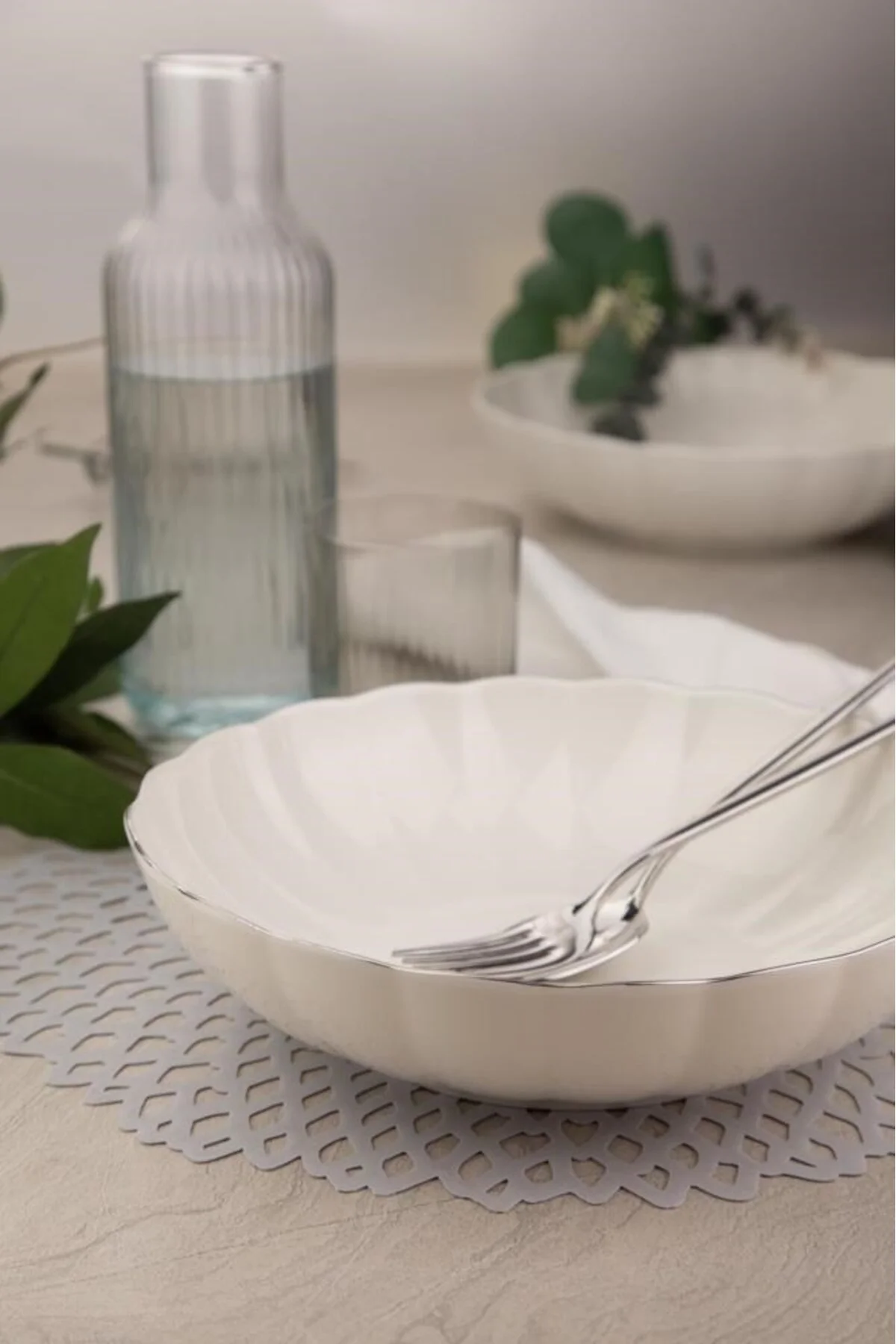 Bone Luz Platin Fileli Bowl Kase 25x6cm 2000ml 6 lı BNLZF25KS00 - Kütahya Porselen Görsel 6