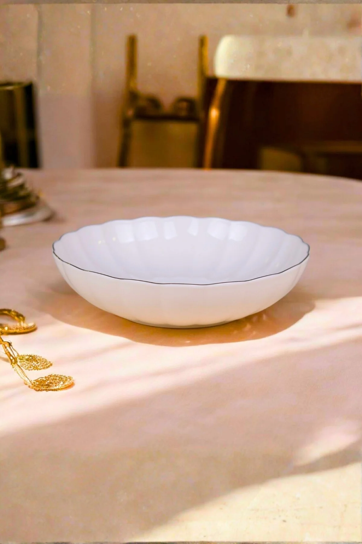 Bone Luz Altın Yaldzlı Bowl Kase 25x6cm 2000ml 4 lü BNLZF25KS00 - Kütahya Porselen Görsel 2