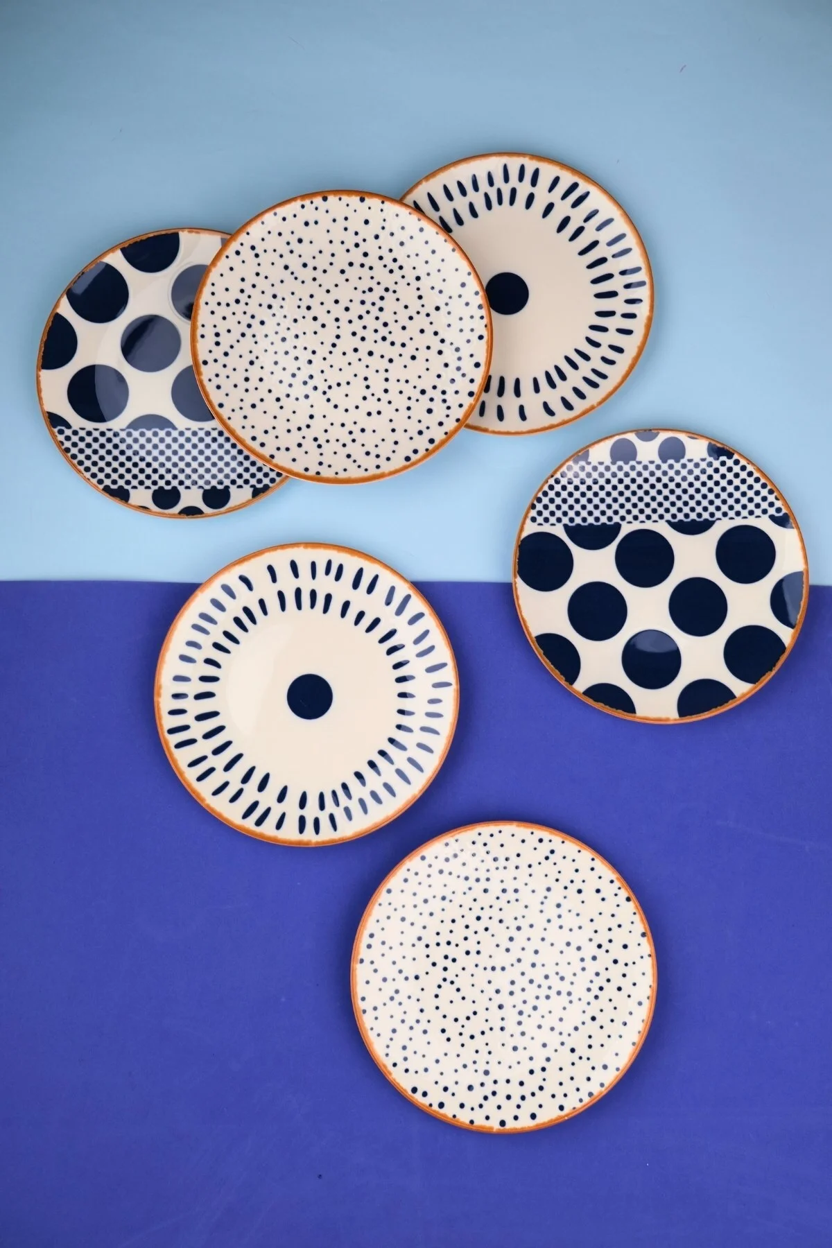 Tabak Evi Porselen Spotty Karma Pasta Tabağı Seti 19,50cm 6 Kişilik 6 Parça