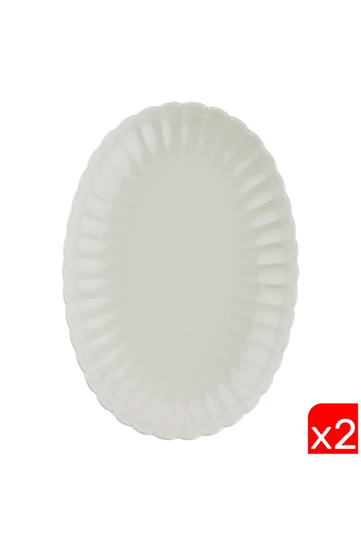 Bone Luz Krem Kayık Tabak 24x17x3cm 2 li BNLZF24KY00