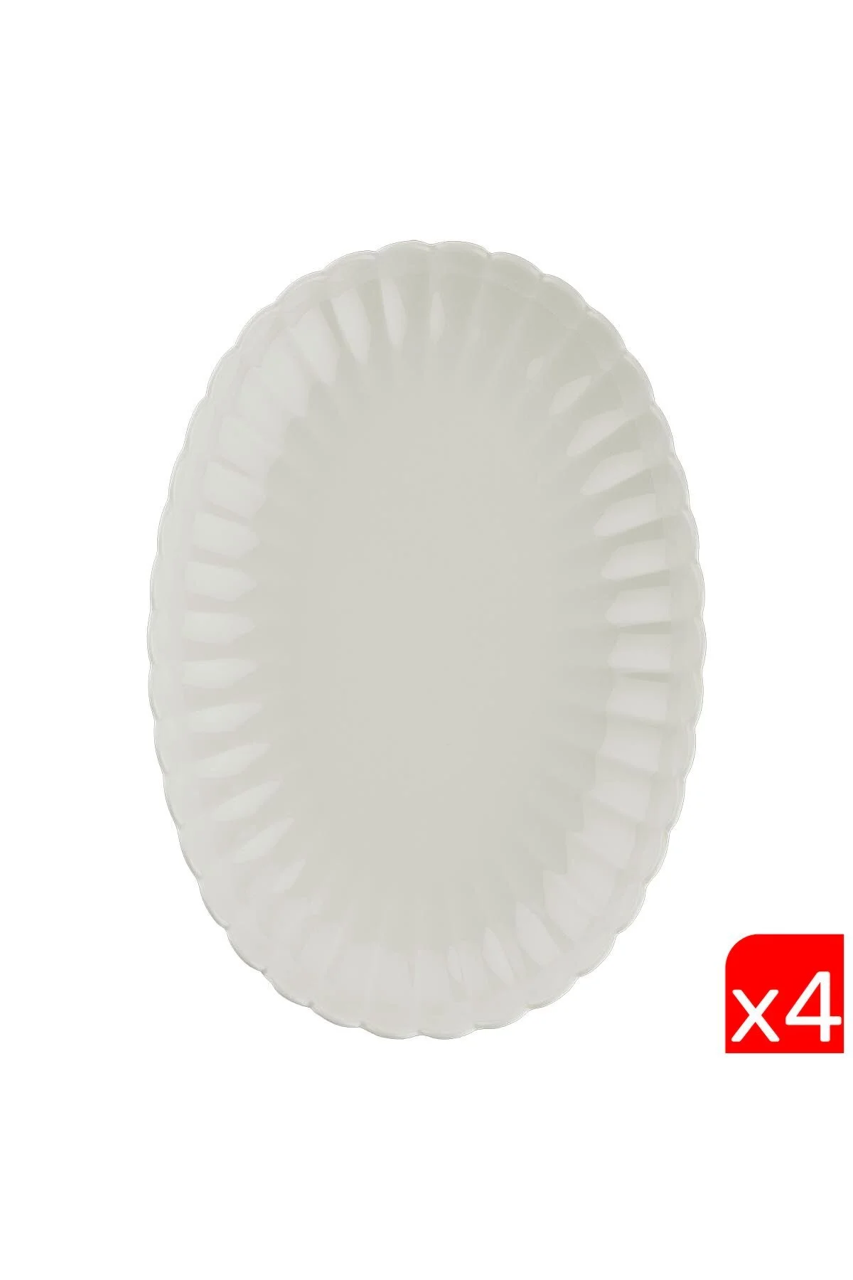 Bone Luz Krem Kayık Tabak 24x17x3cm 4 lü BNLZF24KY00
