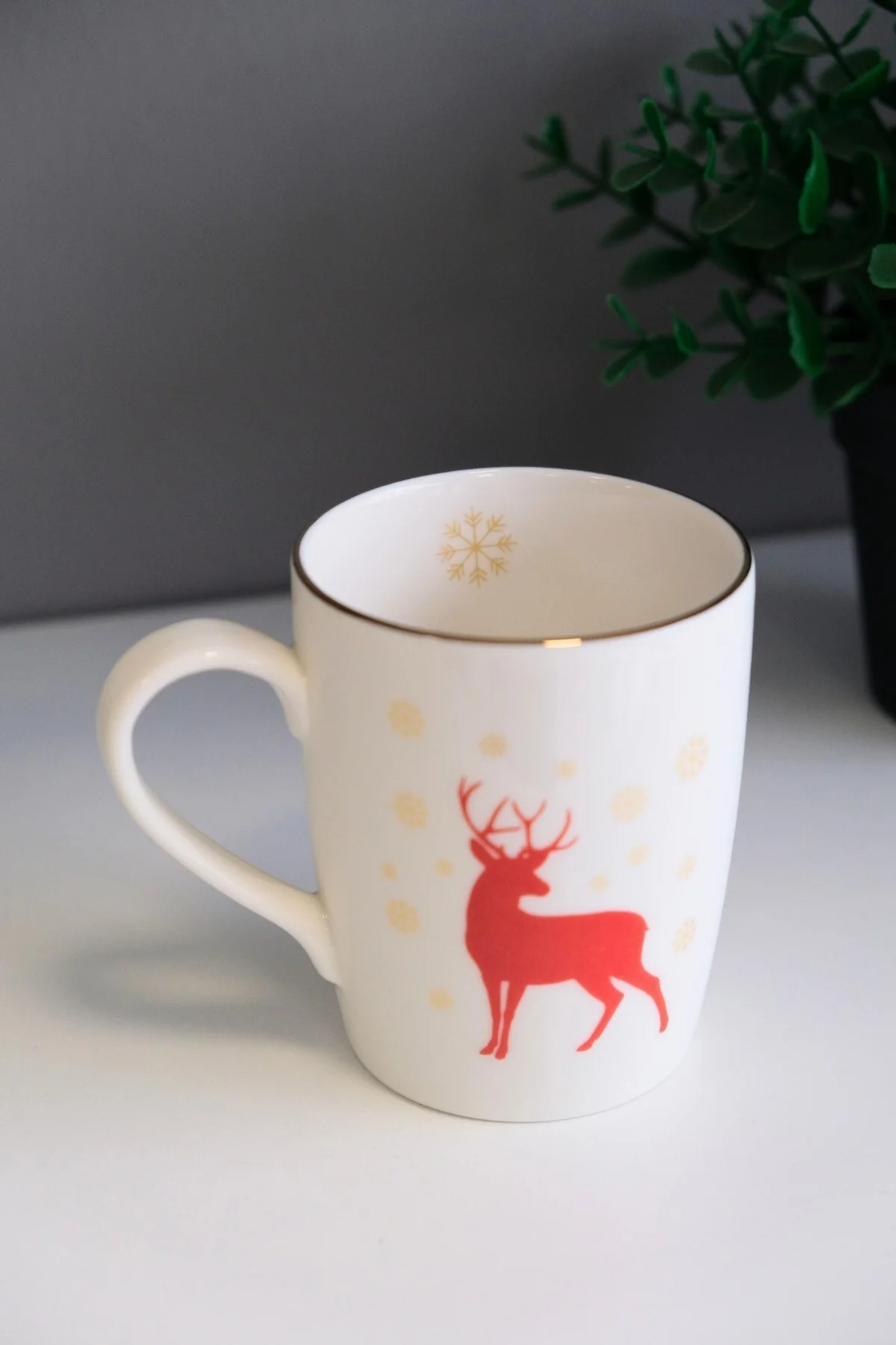 Tabak Evi Porselen Altın Yaldızlı Geyik Kulplu Mug Kupa 9cm 220ml Tekli - tabakevi Görsel 3