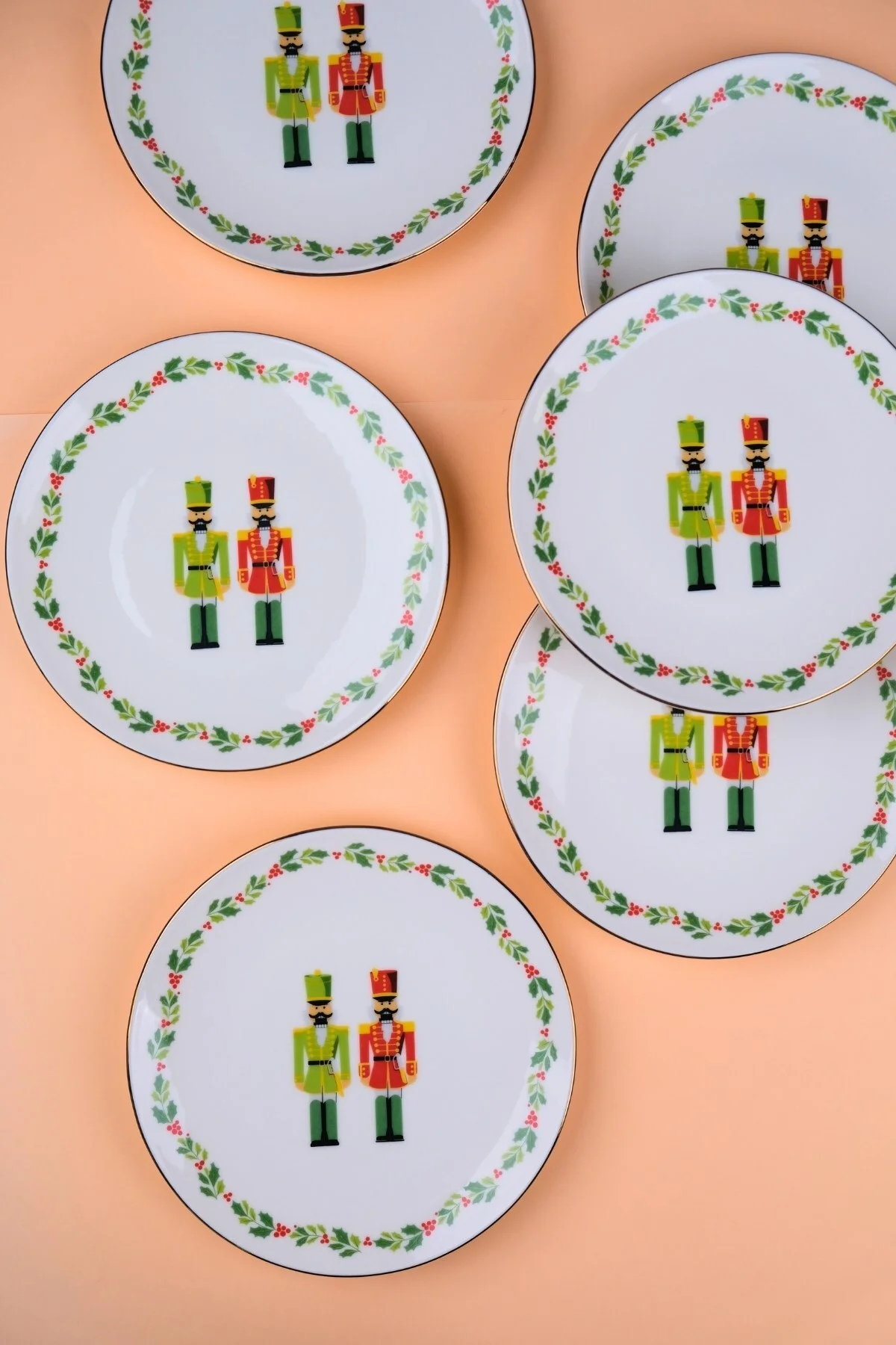Tabak Evi Porselen Altın Yaldızlı Kurşun Asker Pasta Tabağı 20,50cm 6 lı - tabakevi Görsel 2