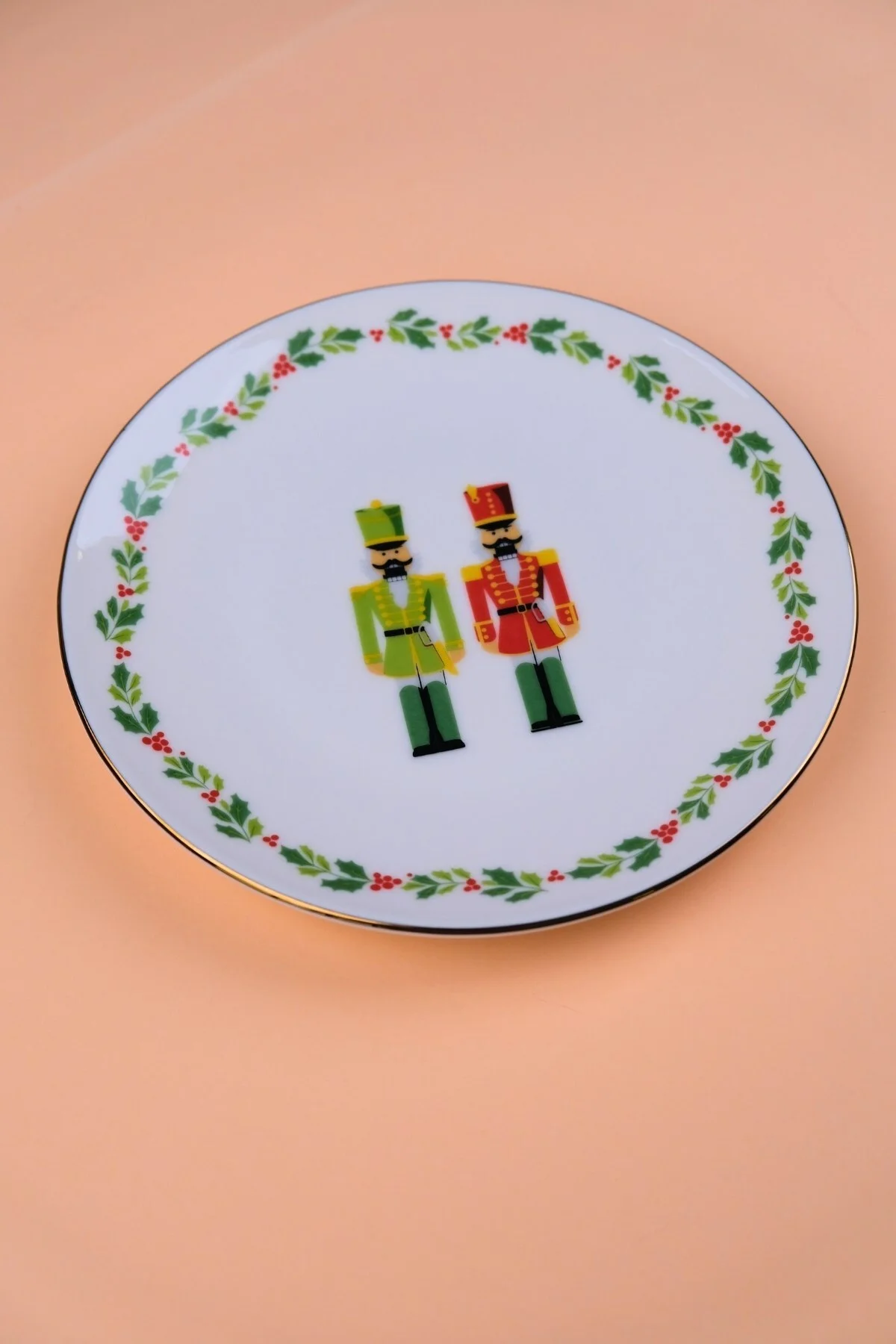 Tabak Evi Porselen Altın Yaldızlı Kurşun Asker Pasta Tabağı 20,50cm 2 li - tabakevi Görsel 3