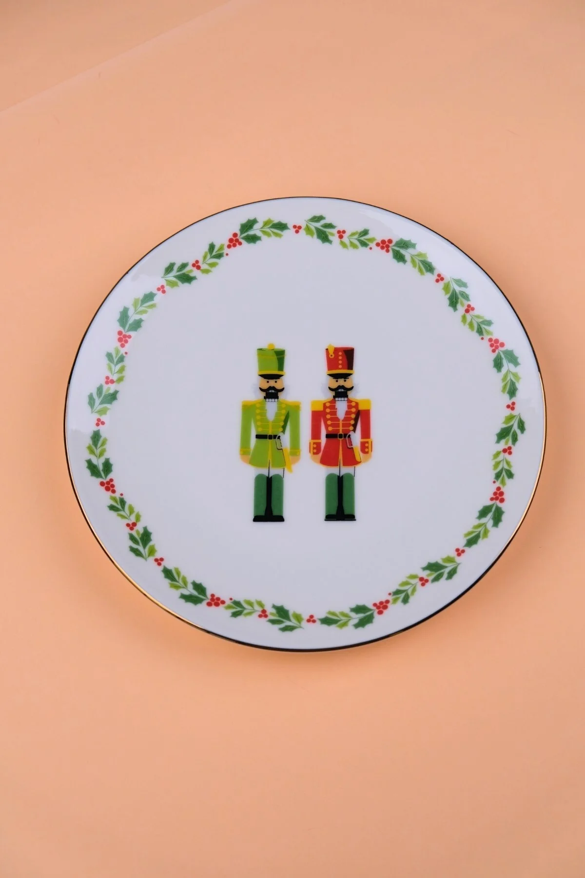 Tabak Evi Porselen Altın Yaldızlı Kurşun Asker Pasta Tabağı 20,50cm Tekli - tabakevi Görsel 2