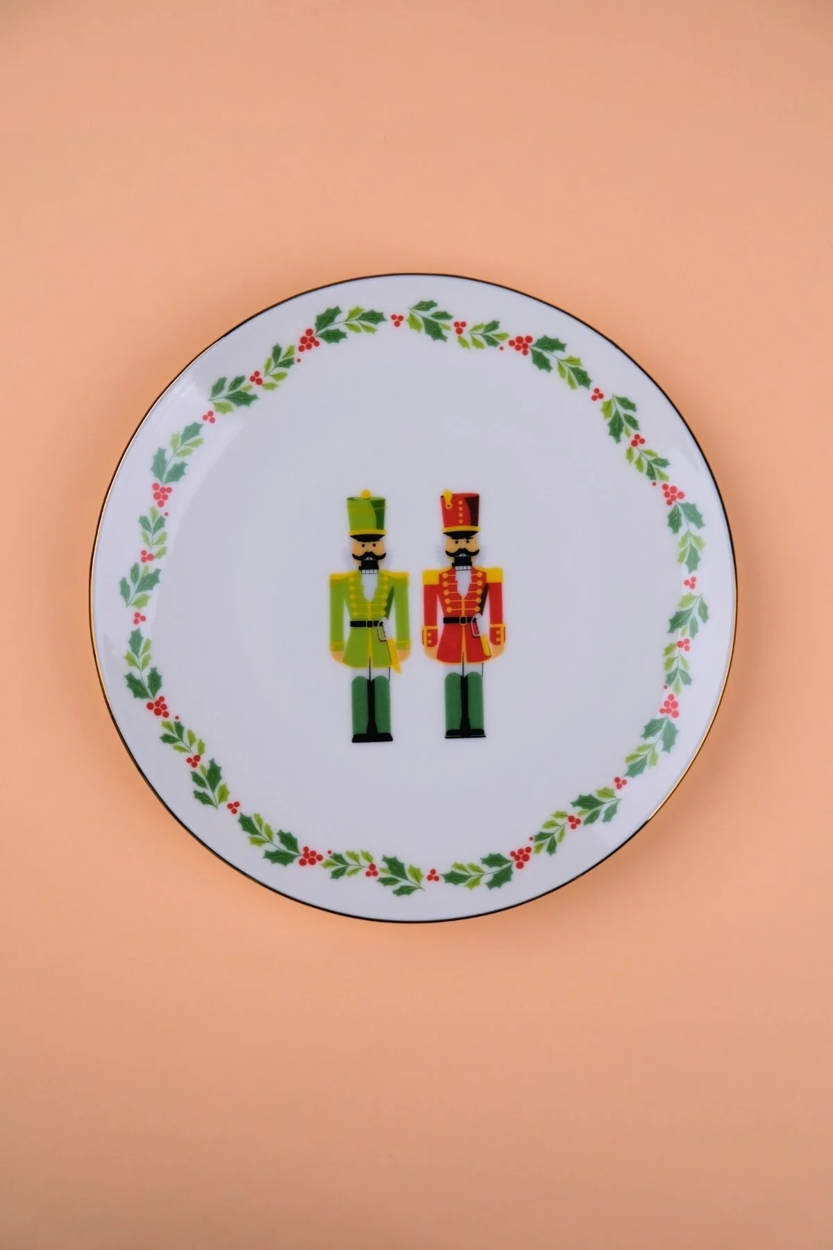Tabak Evi Porselen Altın Yaldızlı Kurşun Asker Pasta Tabağı 20,50cm Tekli