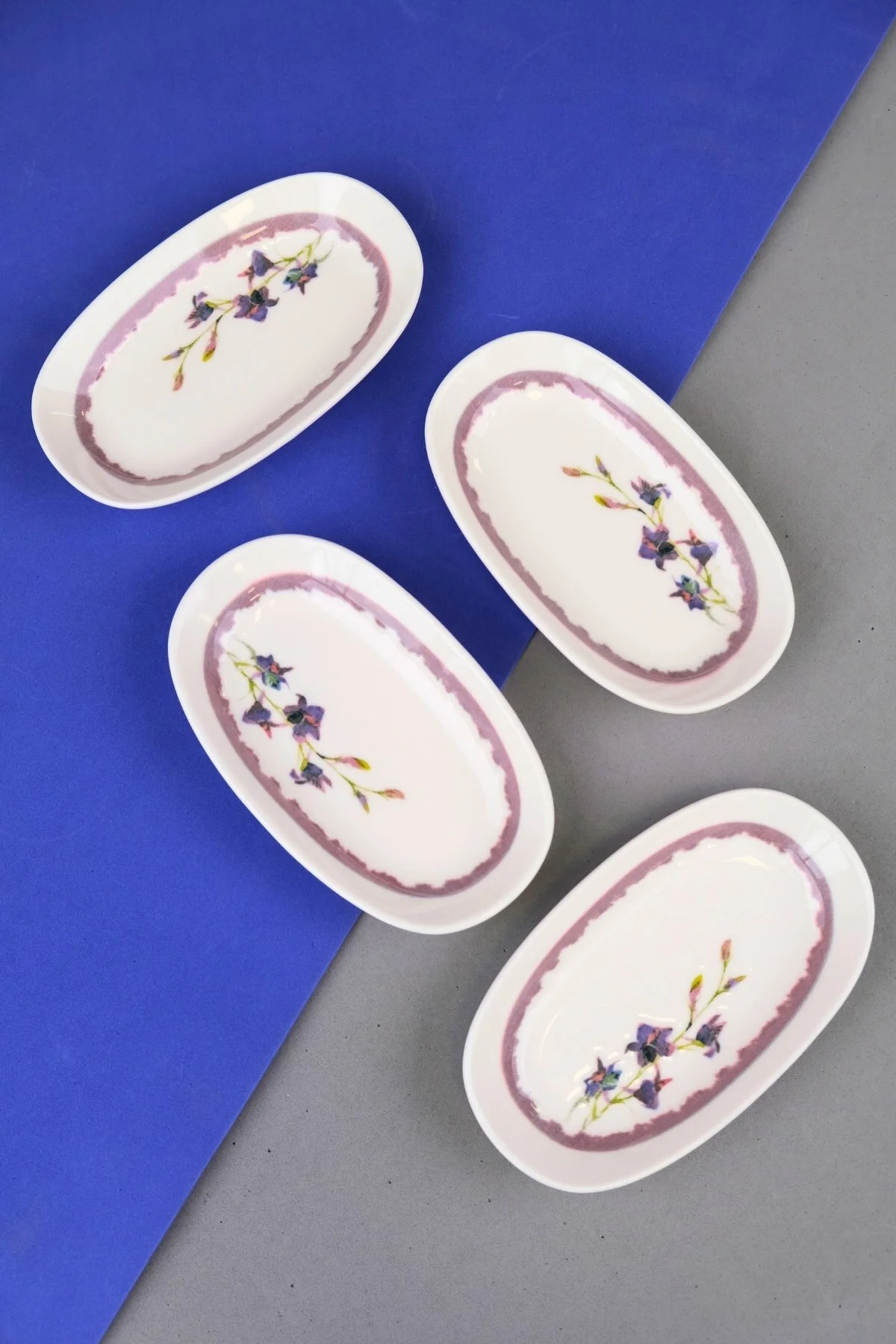 Tabak Evi Porselen Morden Oval Kayık Tabak 15x8,5x2cm 4 Parça - tabakevi Görsel 4