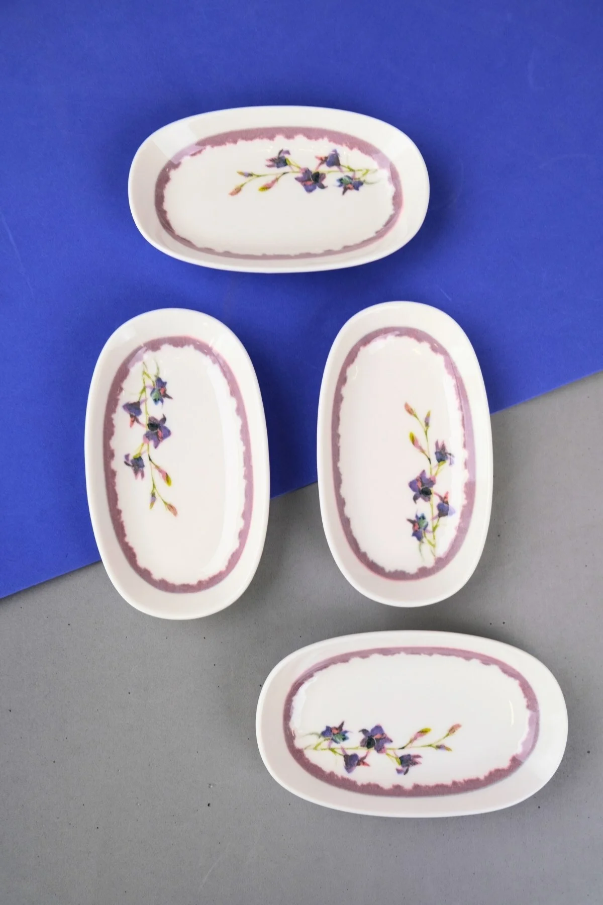 Tabak Evi Porselen Morden Oval Kayık Tabak 15x8,5x2cm 4 Parça