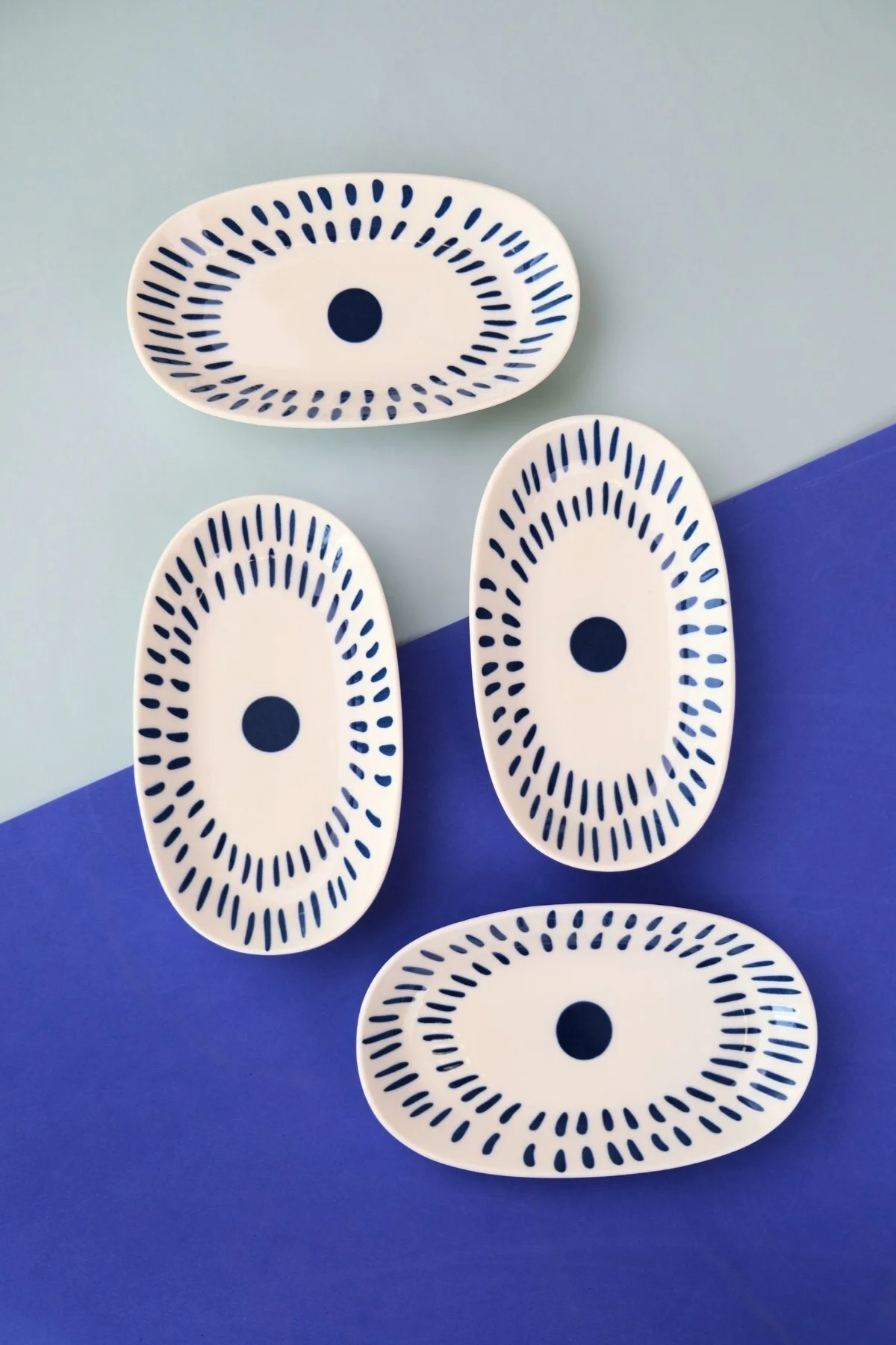 Tabak Evi Porselen Spotty Oval Kayık Tabak 19x11x2,50cm 4 Parça