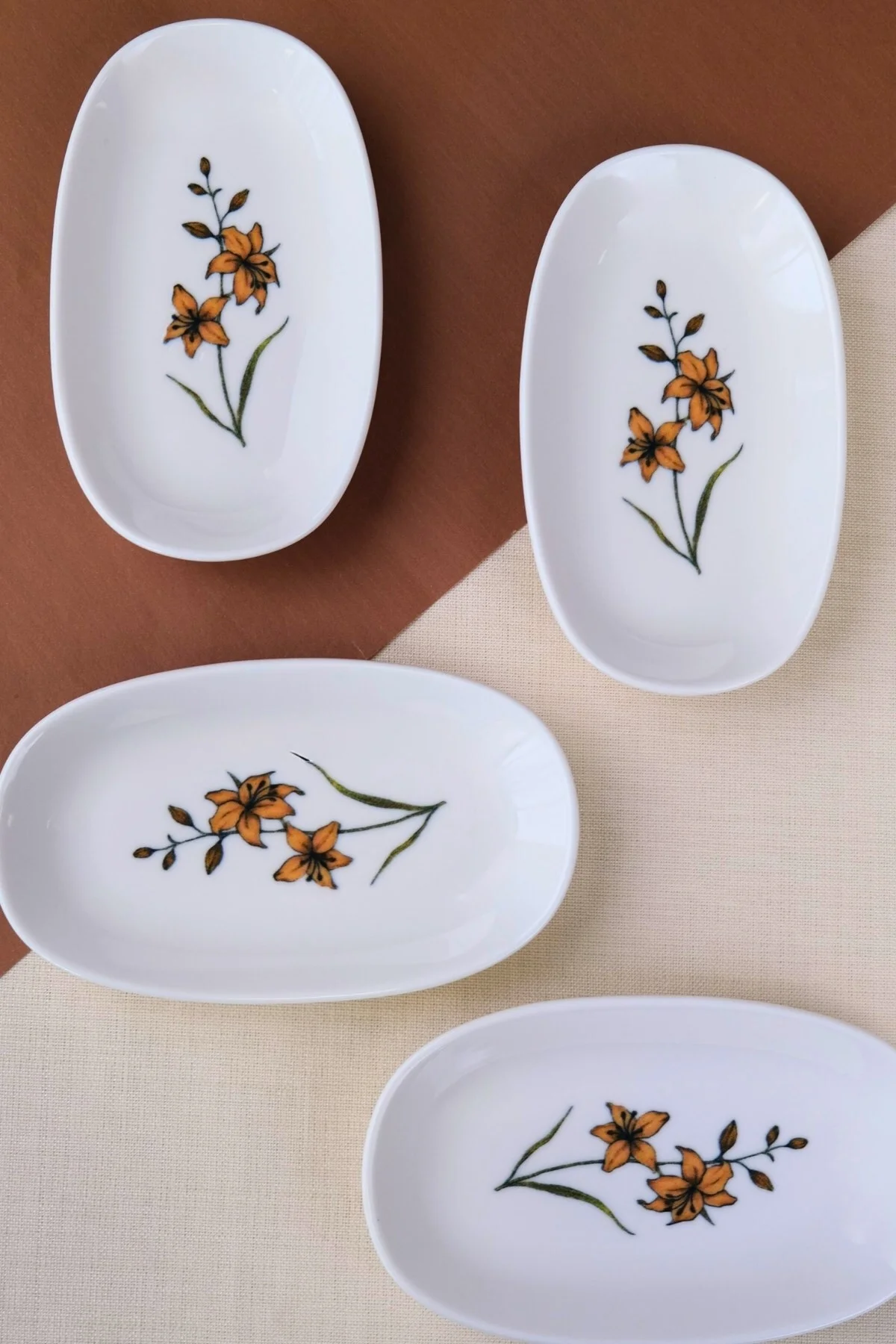 Tabak Evi Porselen Azelya Oval Kayık Tabak 15x8,5x2cm 4 Parça - tabakevi Görsel 4