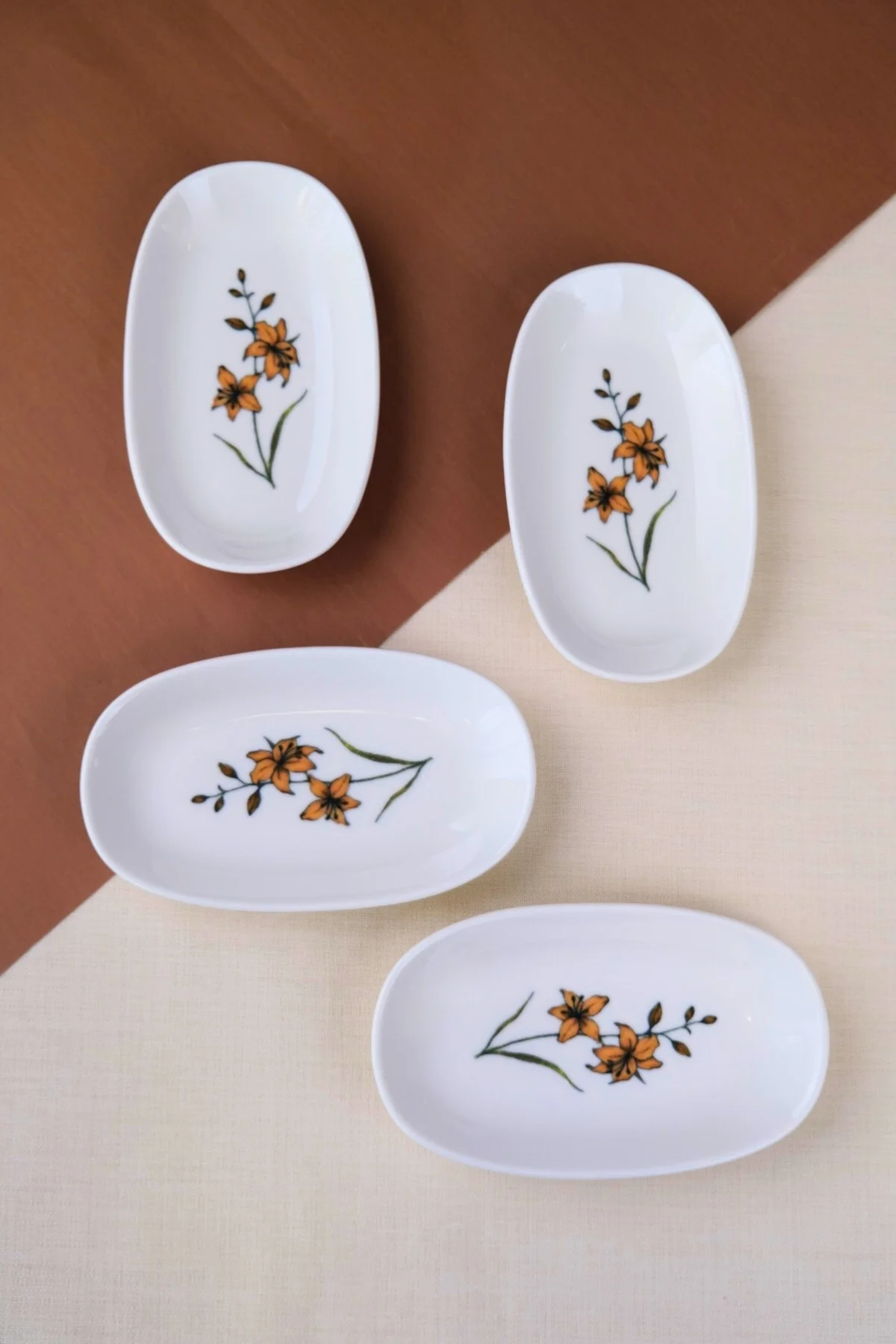 Tabak Evi Porselen Azelya Oval Kayık Tabak 15x8,5x2cm 4 Parça