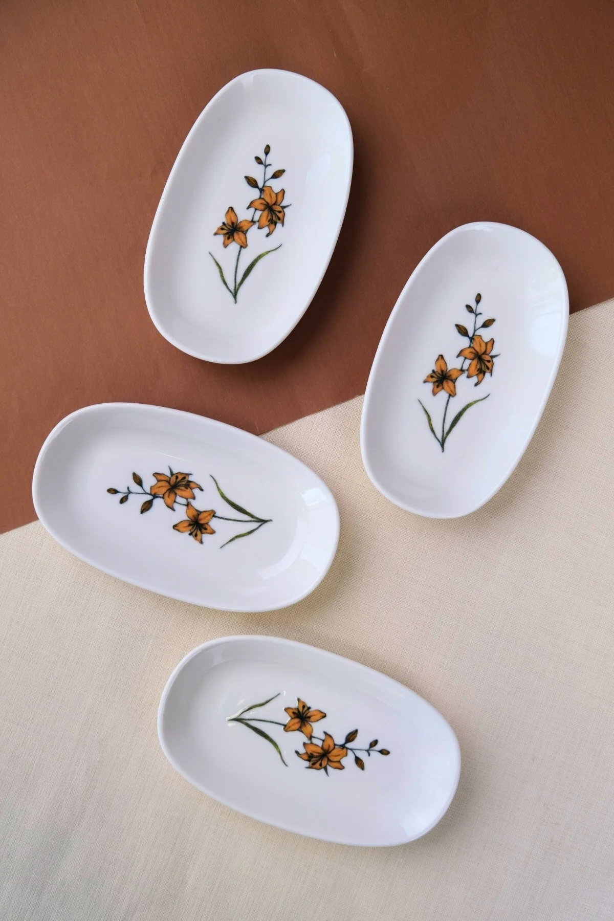 Tabak Evi Porselen Azelya Oval Kayık Tabak 15x8,5x2cm 4 Parça - tabakevi Görsel 2