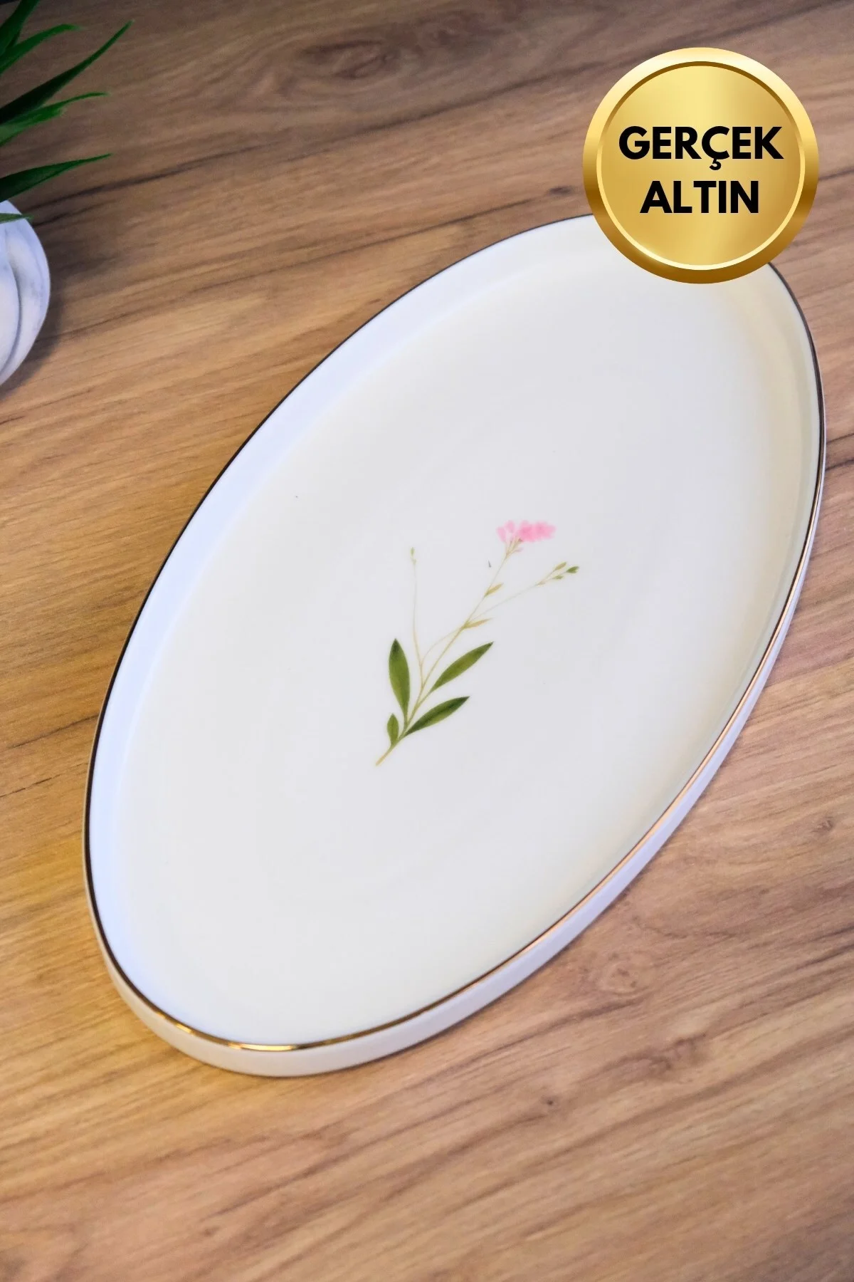 Tabak Evi Porselen Natura Çuha Altın Yaldızlı Oval Kayık 32,50x17x2,50cm 4 lü - tabakevi Görsel 2