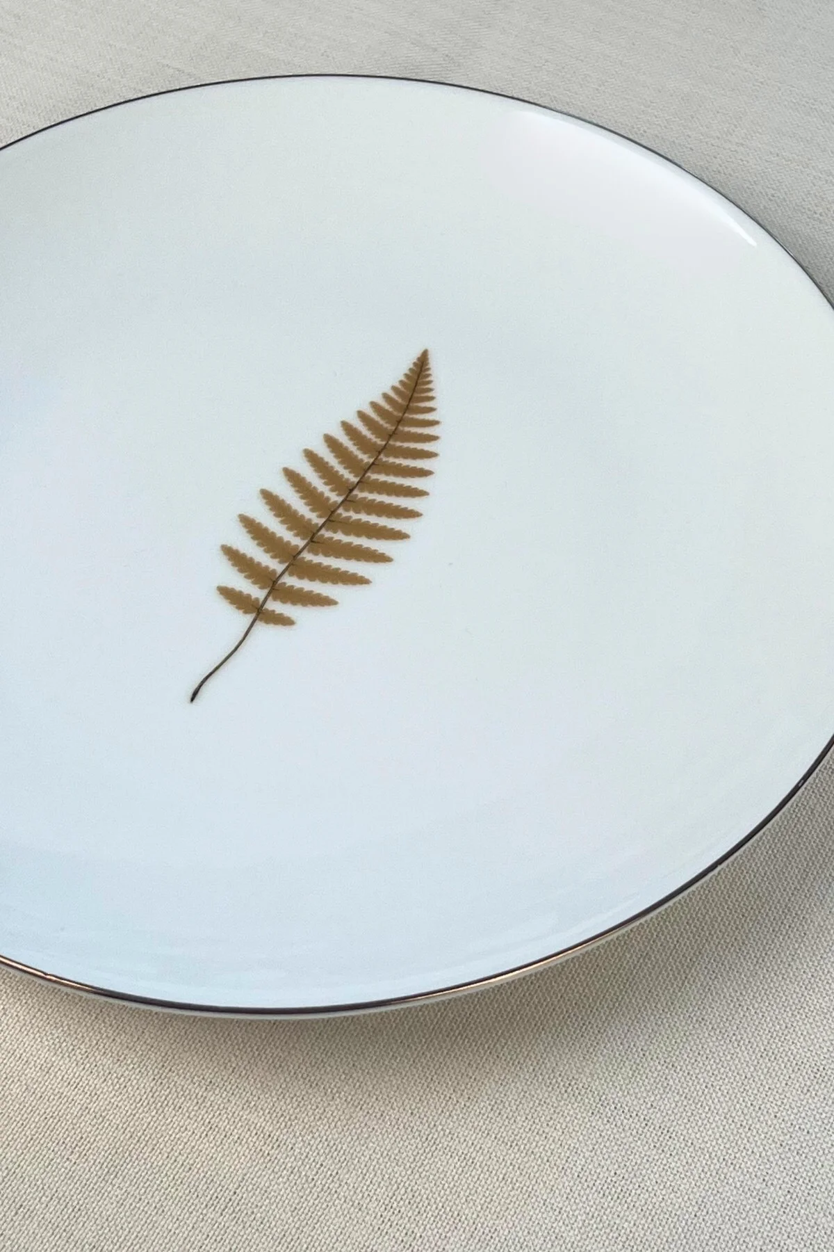Tabak Evi Porselen Natura Fern Altın Yaldız Servis Tabağı 24,50cm 6 lı - tabakevi Görsel 4