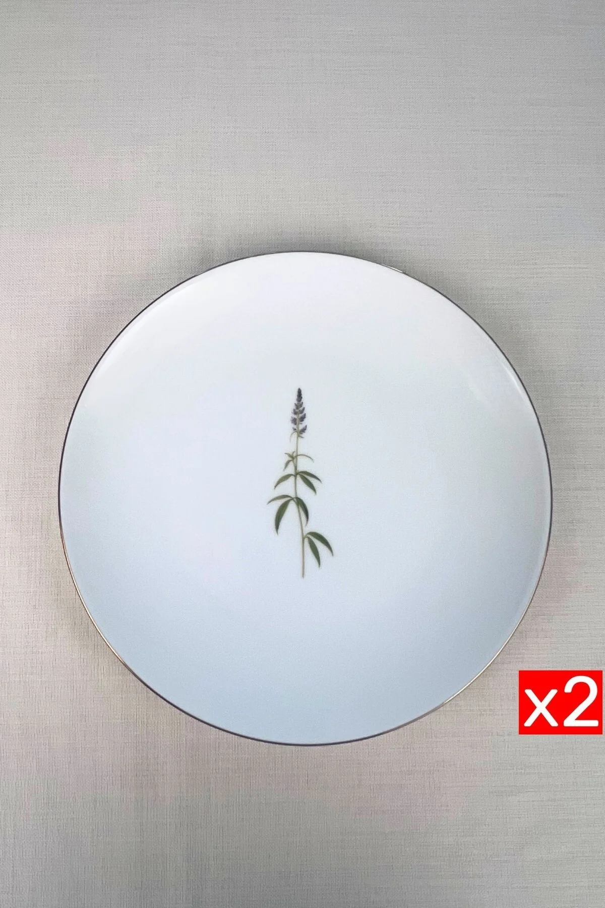 Tabak Evi Porselen Natura Salkım Altın Yaldız Servis Tabağı 24,50cm 2 li - tabakevi Görsel 2