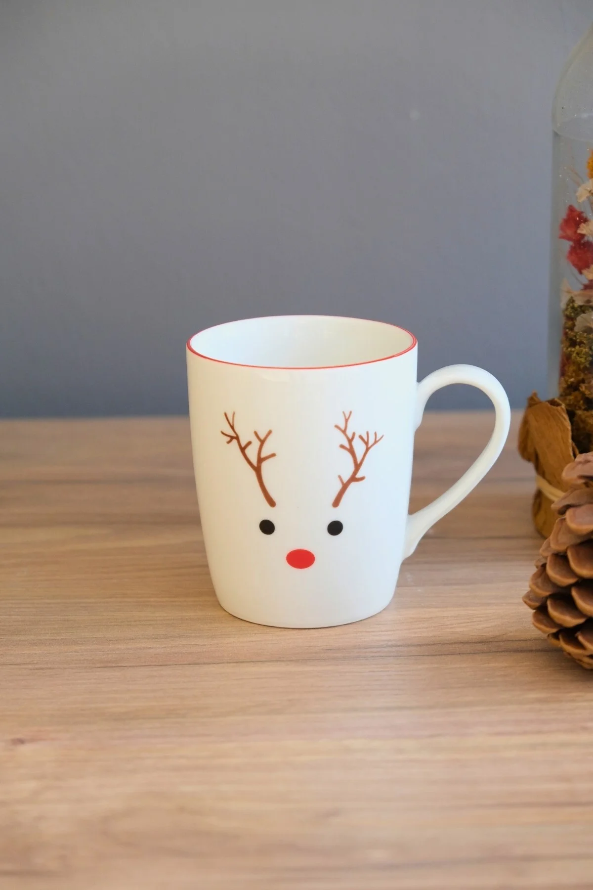 Tabak Evi Porselen Ren Geyiği Kulplu Mug Kupa 220 ml
