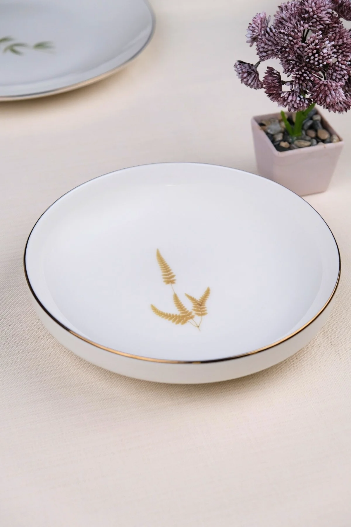 Tabak Evi Porselen Natura Marinum Altın Yaldız Çukur Tabak 18,50cm 4 lü - tabakevi Görsel 3
