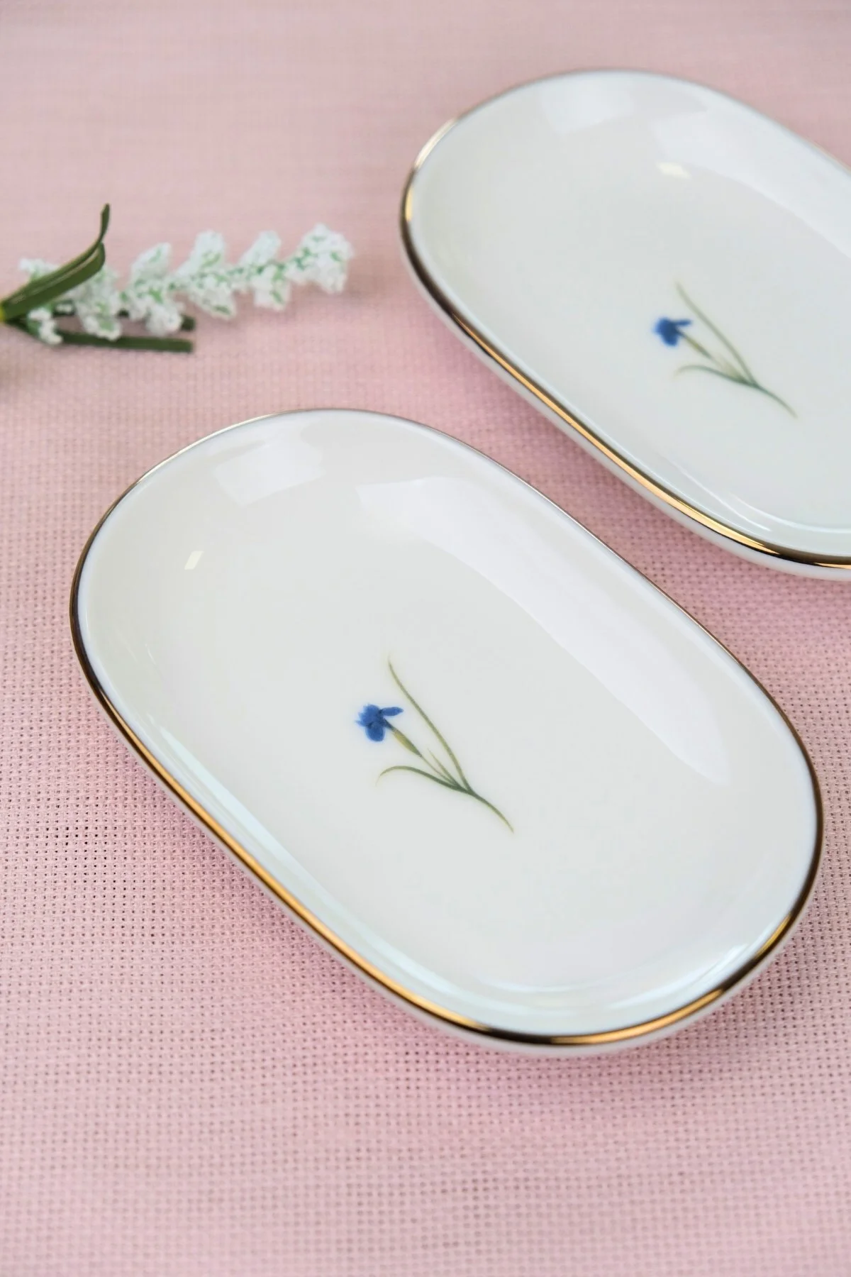 Tabak Evi Porselen Natura İris Altın Yaldızlı Oval Kayık abak 14x9x2,50cm 2 Lİ - tabakevi Görsel 5
