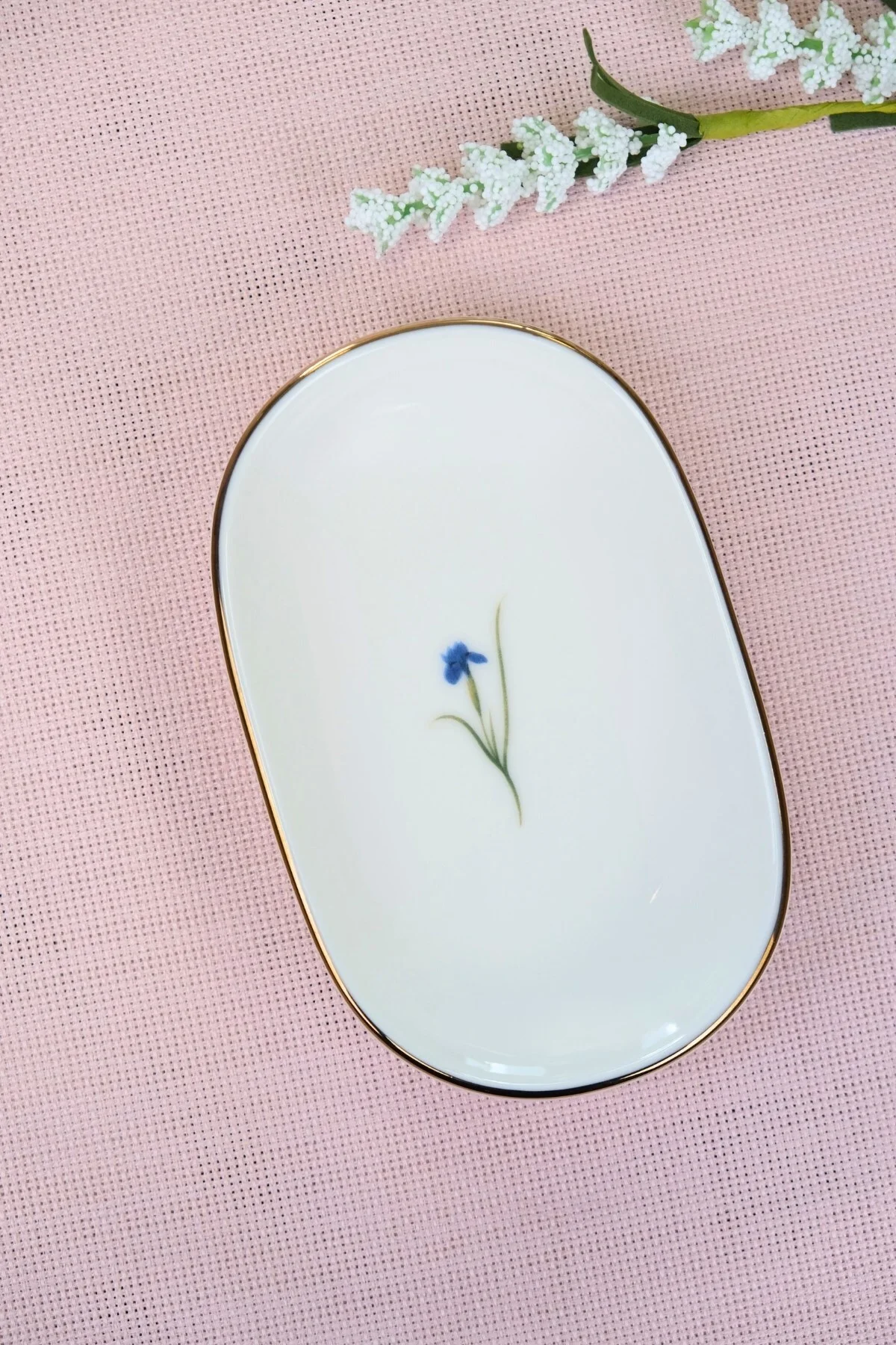Tabak Evi Porselen Natura İris Altın Yaldızlı Oval Kayık abak 14x9x2,50cm Tekli - tabakevi Görsel 2