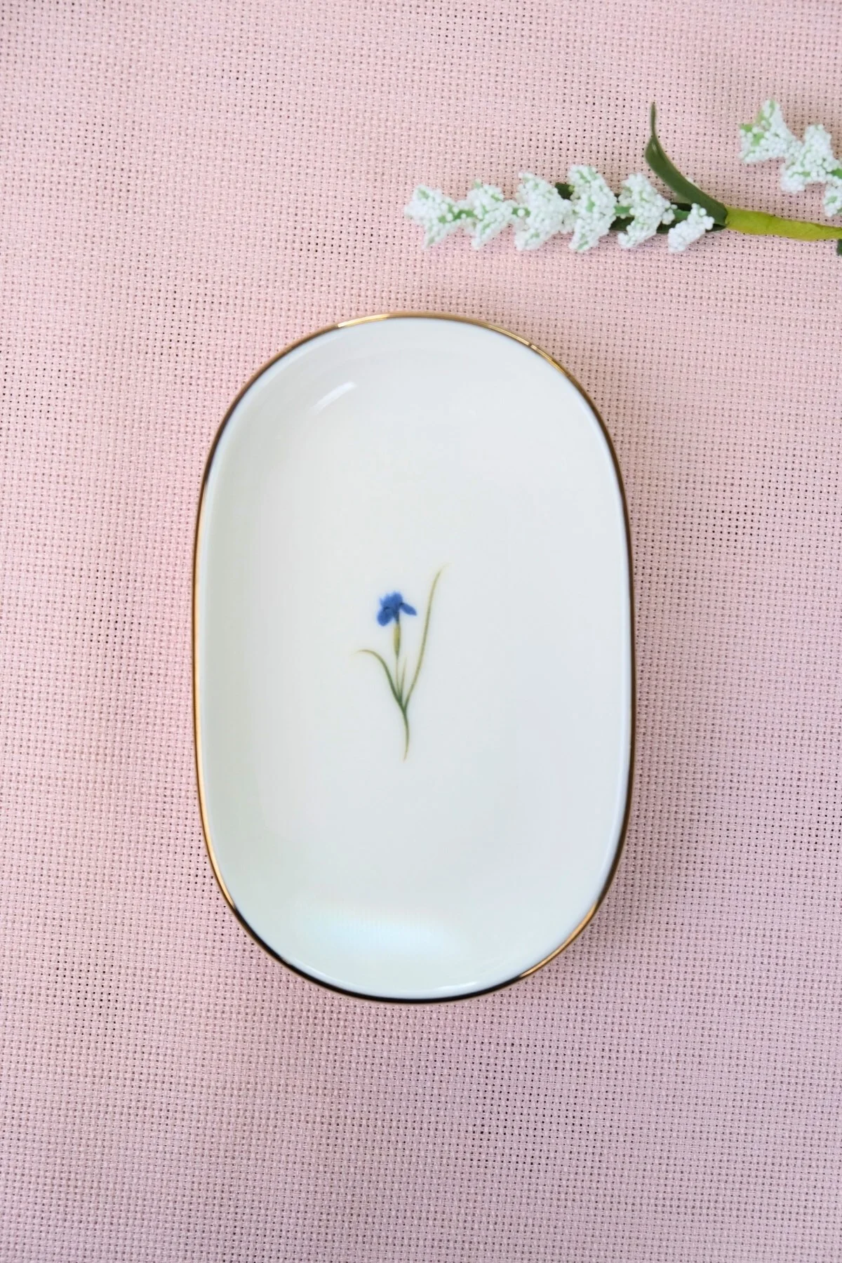 Tabak Evi Porselen Natura İris Altın Yaldızlı Oval Kayık abak 14x9x2,50cm Tekli