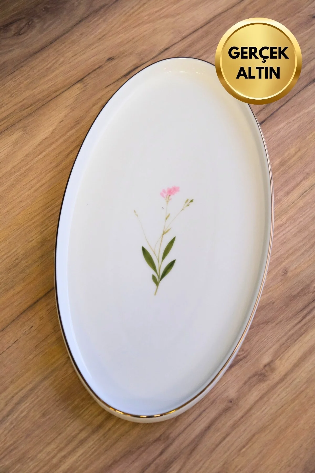 Tabak Evi Porselen Natura Çuha Altın Yaldızlı Oval Kayık 32,50x17x2,50cm Tekli