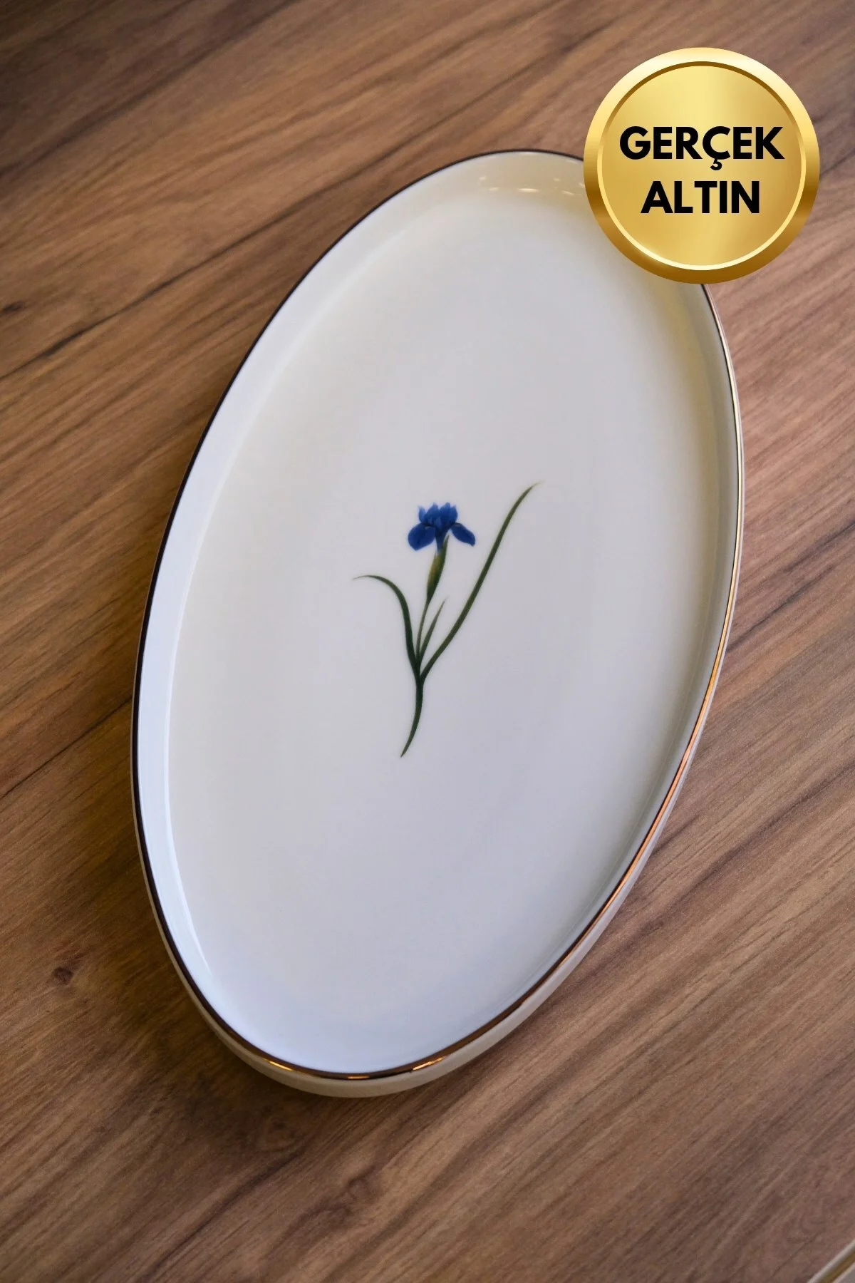 Tabak Evi Porselen Natura İris Altın Yaldızlı Oval Kayık 32,50x17x2,50cm Tekli - tabakevi Görsel 3