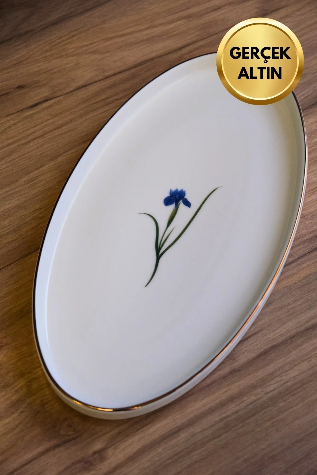 Tabak Evi Porselen Natura İris Altın Yaldızlı Oval Kayık 32,50x17x2,50cm Tekli - tabakevi Görsel 4