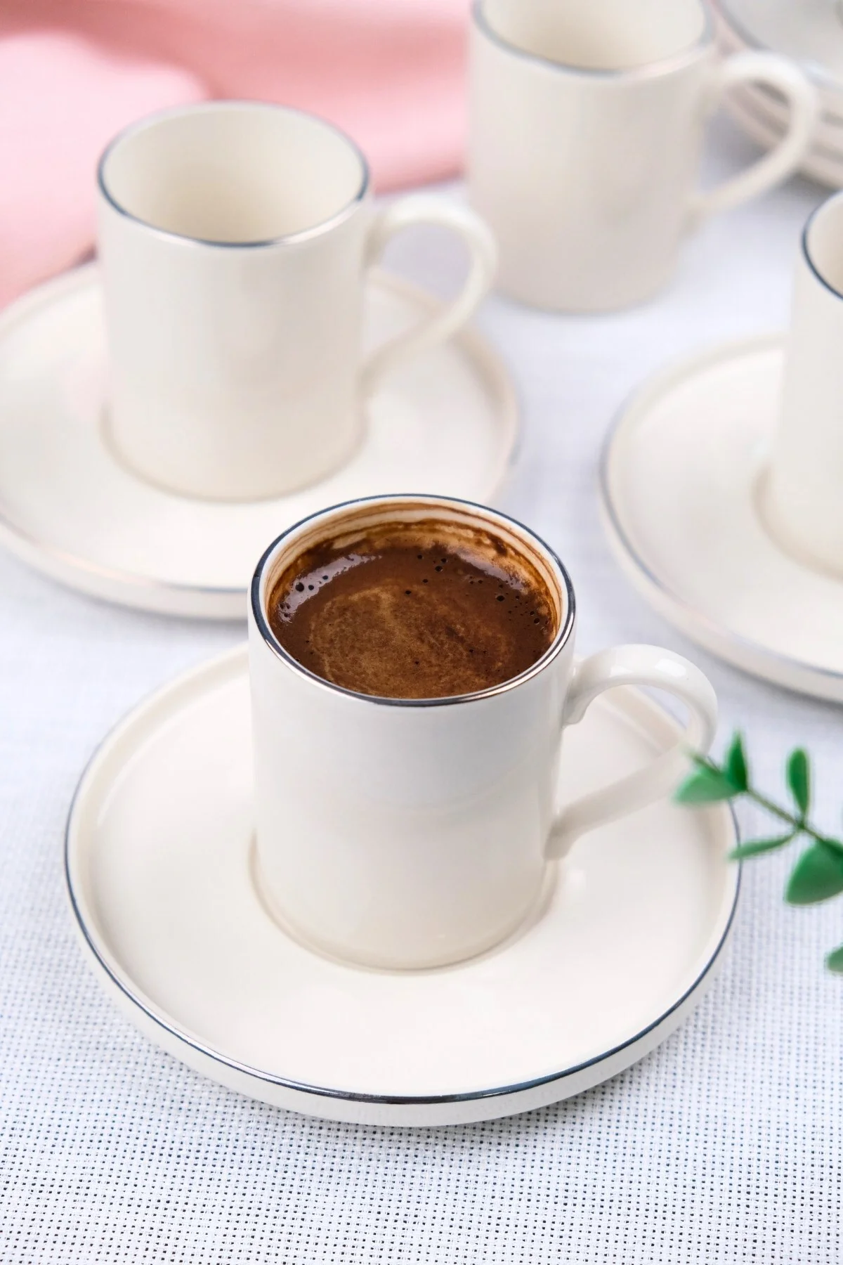 Tabak Evi Porselen Platin Kahve Fincan Takımı Kelebek 90cc 6 Kişilik 12 Parça - tabakevi Görsel 2