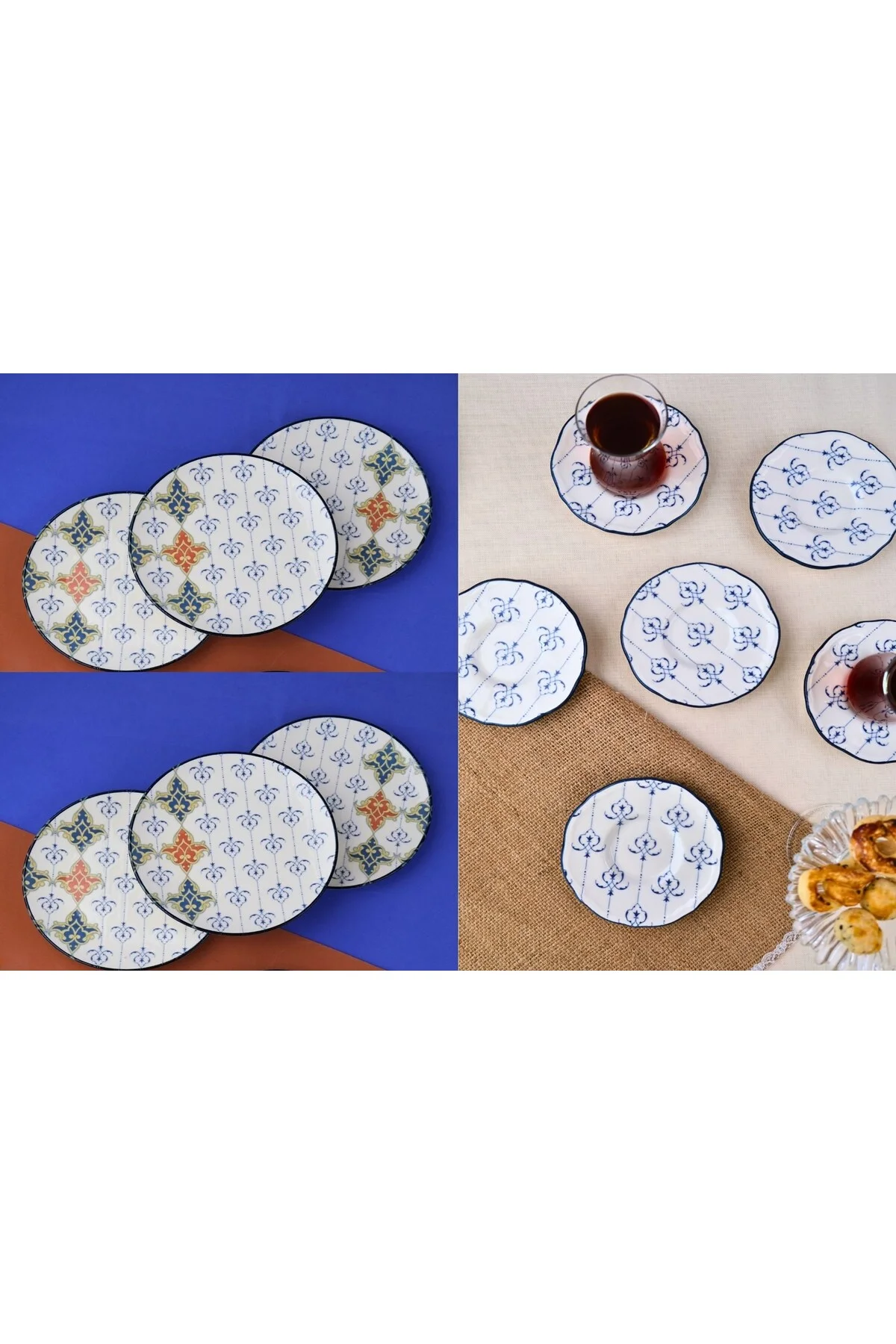 Tabak Evi Porselen Audrey 6 Kişilik Pasta Takımı 20cm ve Çay Tabak Takımı 12cm