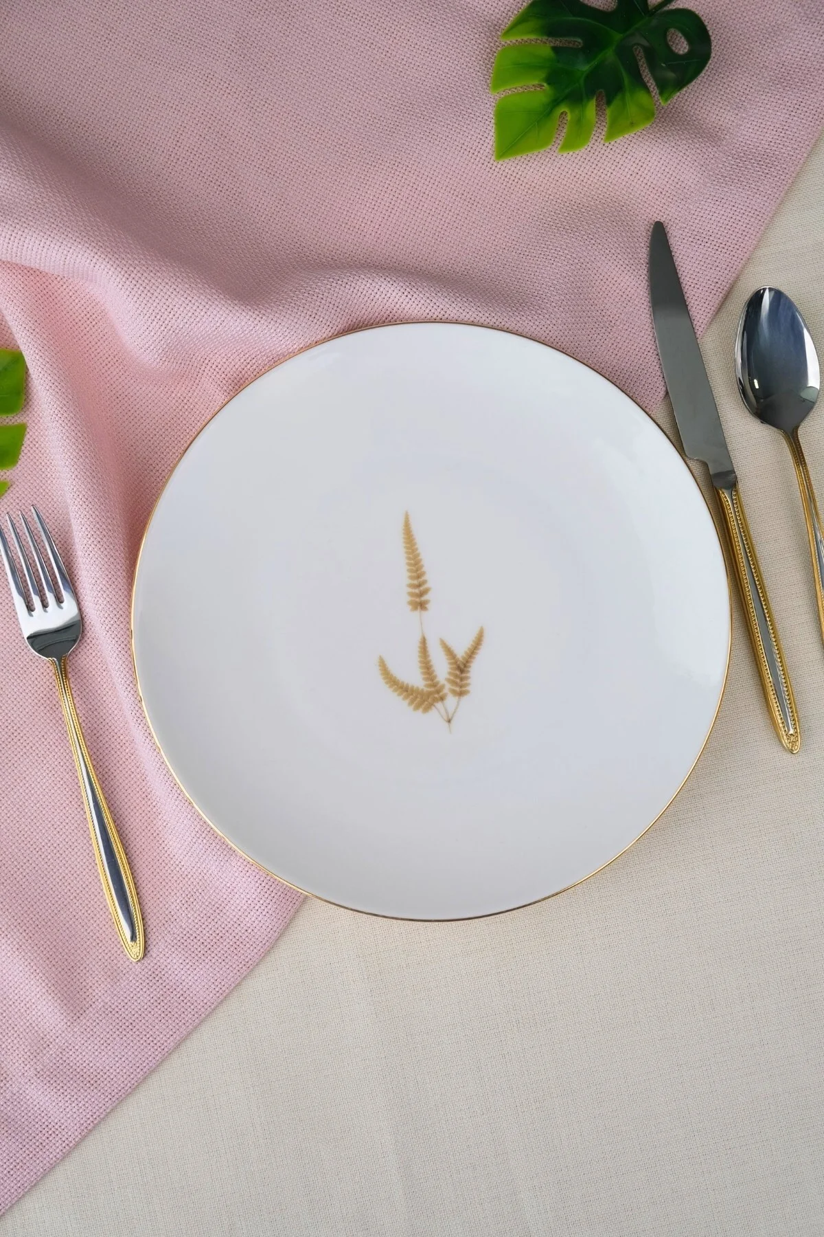 Tabak Evi Porselen Natura Marinum Altın Yaldız Pasta Tabağı 20,50cm Tekli - tabakevi Görsel 4