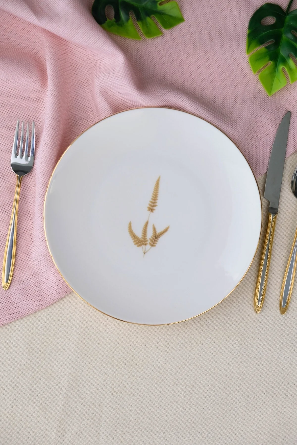 Tabak Evi Porselen Natura Marinum Altın Yaldız Pasta Tabağı 20,50cm Tekli - tabakevi Görsel 2