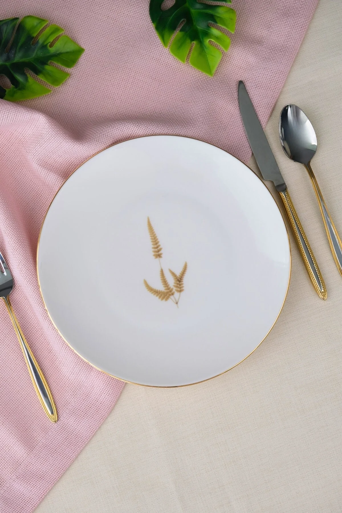 Tabak Evi Porselen Natura Marinum Altın Yaldız Pasta Tabağı 20,50cm Tekli - tabakevi Görsel 5