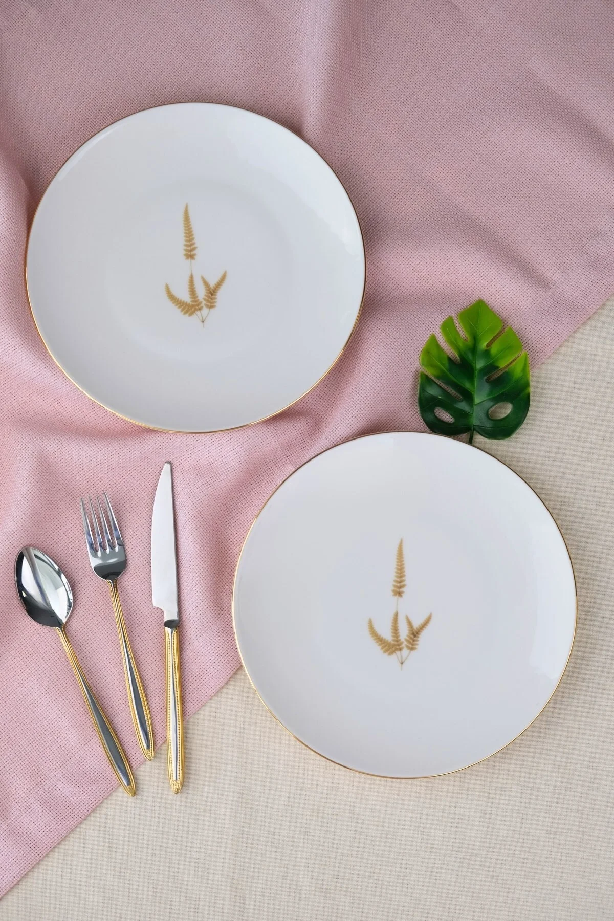 Tabak Evi Porselen Natura Marinum Altın Yaldız Pasta Tabağı 20,50cm 2 li - tabakevi Görsel 5