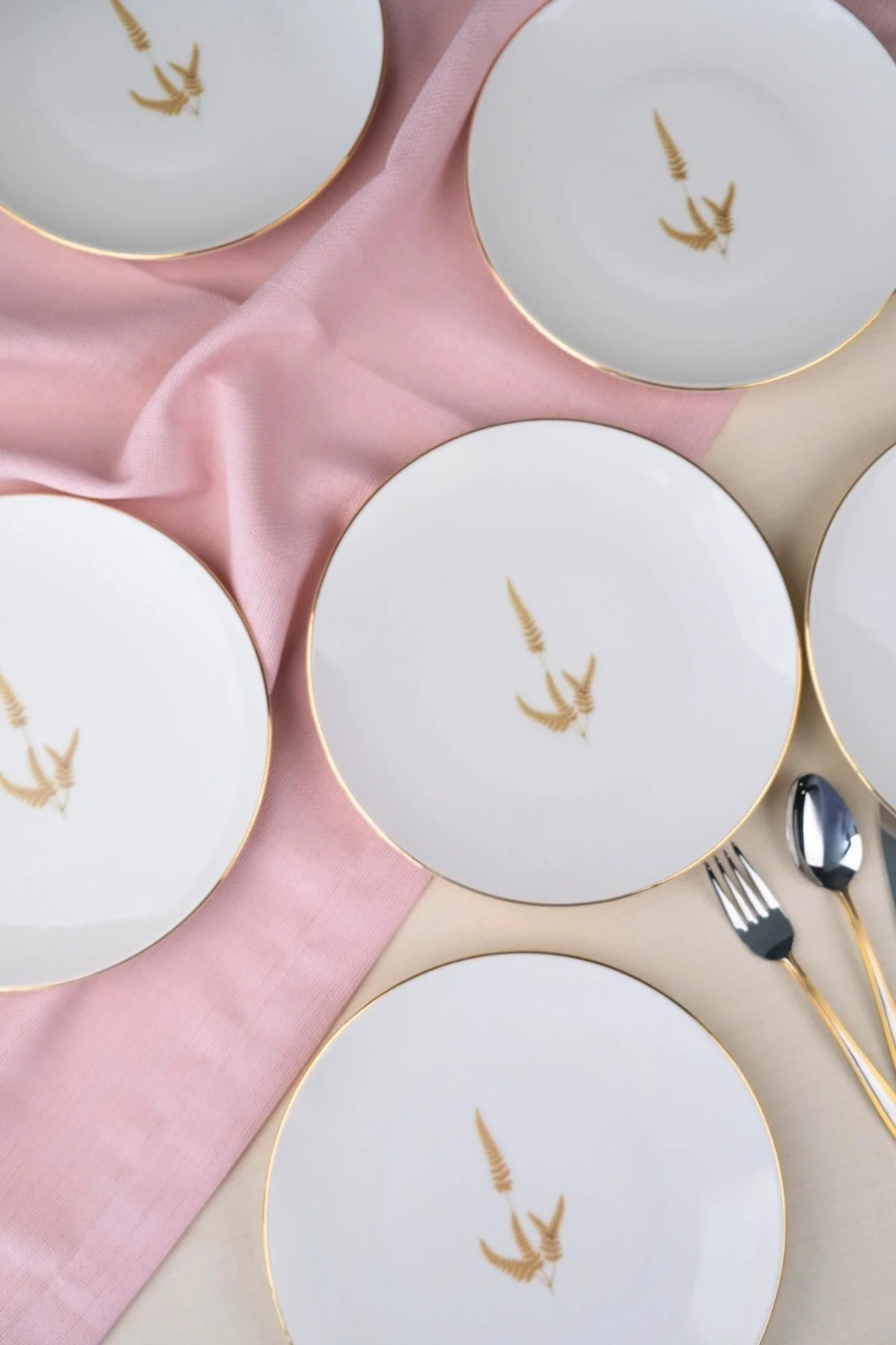 Tabak Evi Porselen Natura Marinum Altın Yaldız Pasta Tabağı 20,50cm 6 lı - tabakevi Görsel 3