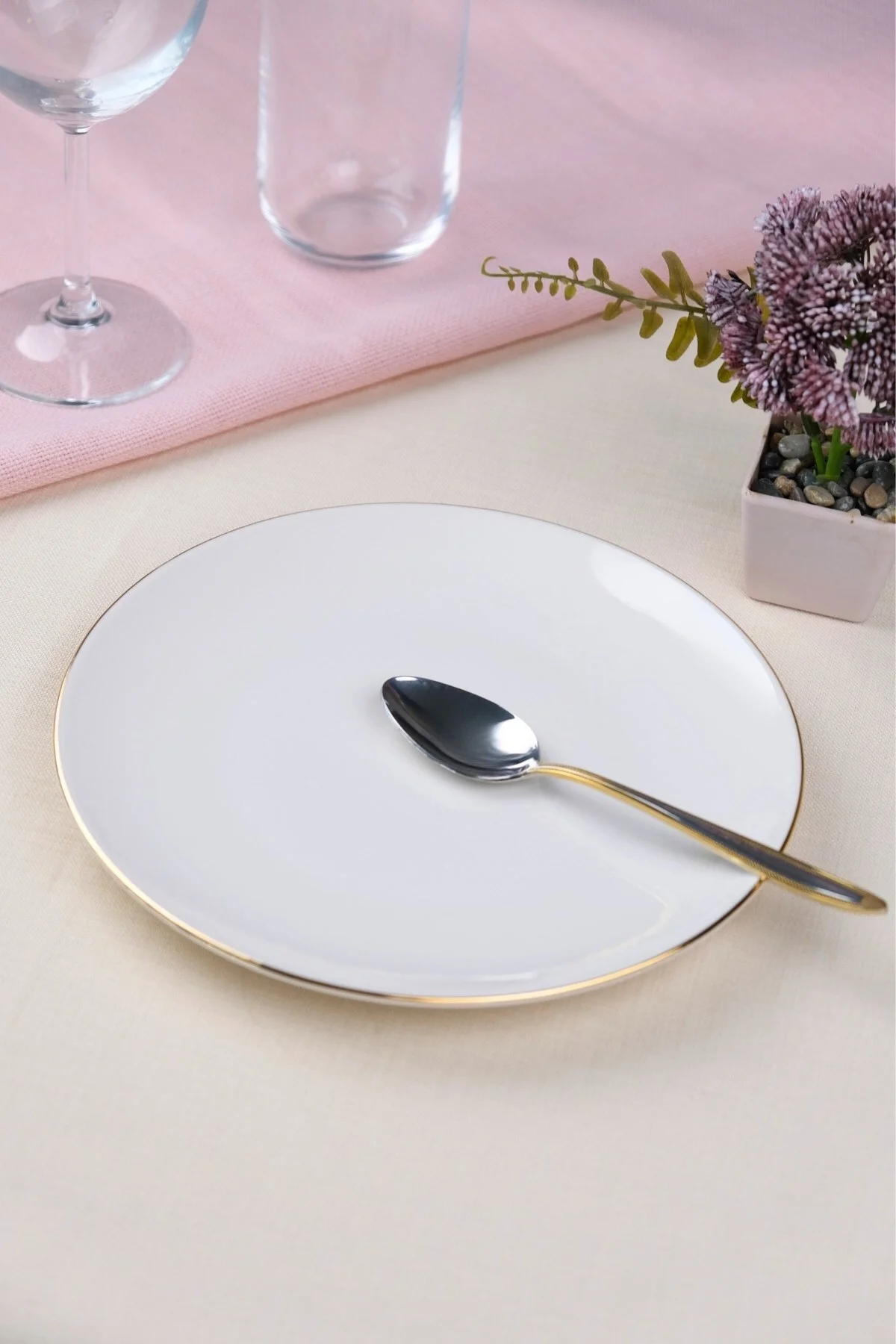 Tabak Evi Porselen Natura Porselen Altın Yaldız Pasta Tabağı 20,50cm Tekli