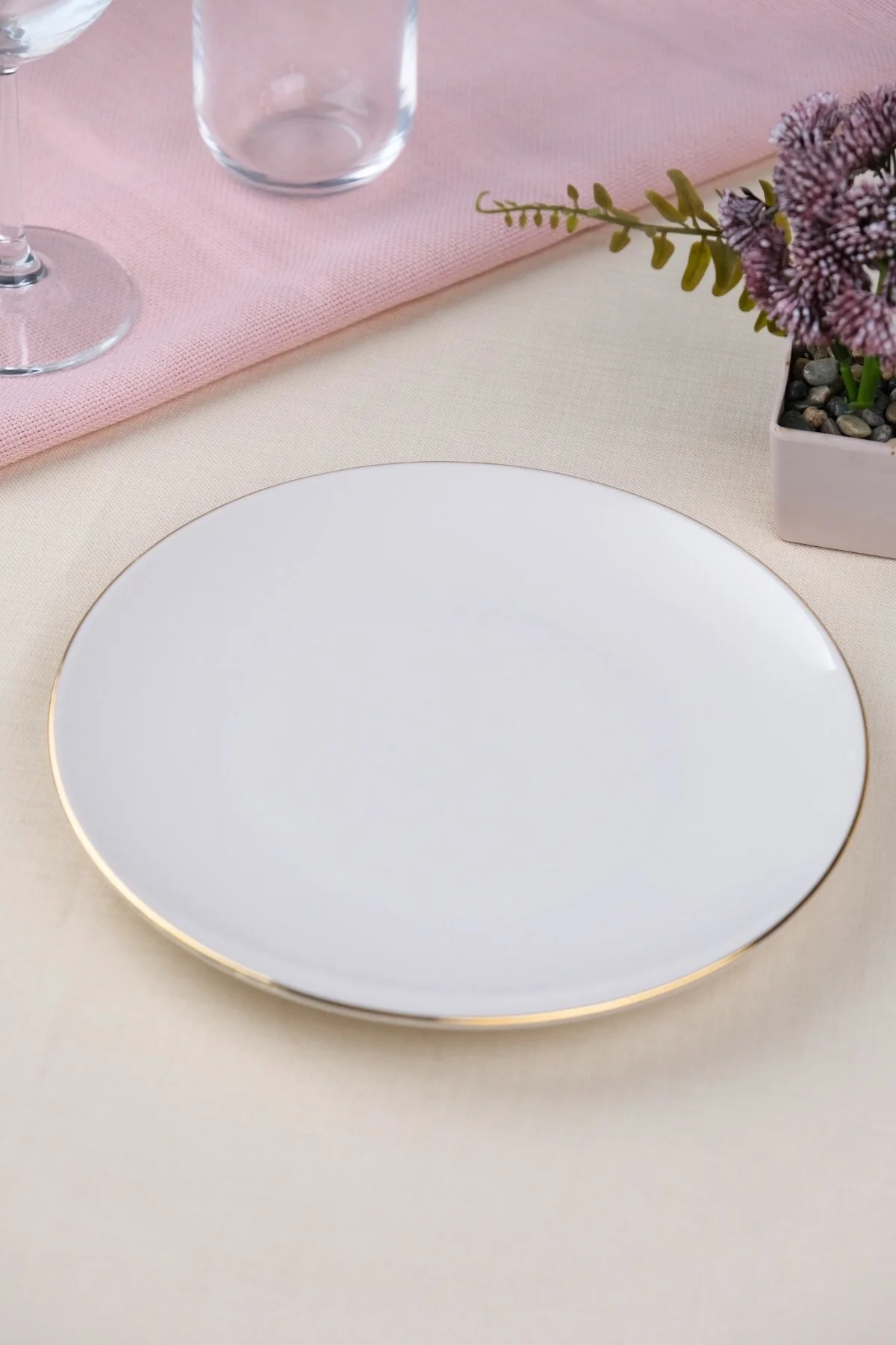 Tabak Evi Porselen Natura Porselen Altın Yaldız Pasta Tabağı 20,50cm Tekli - tabakevi Görsel 3