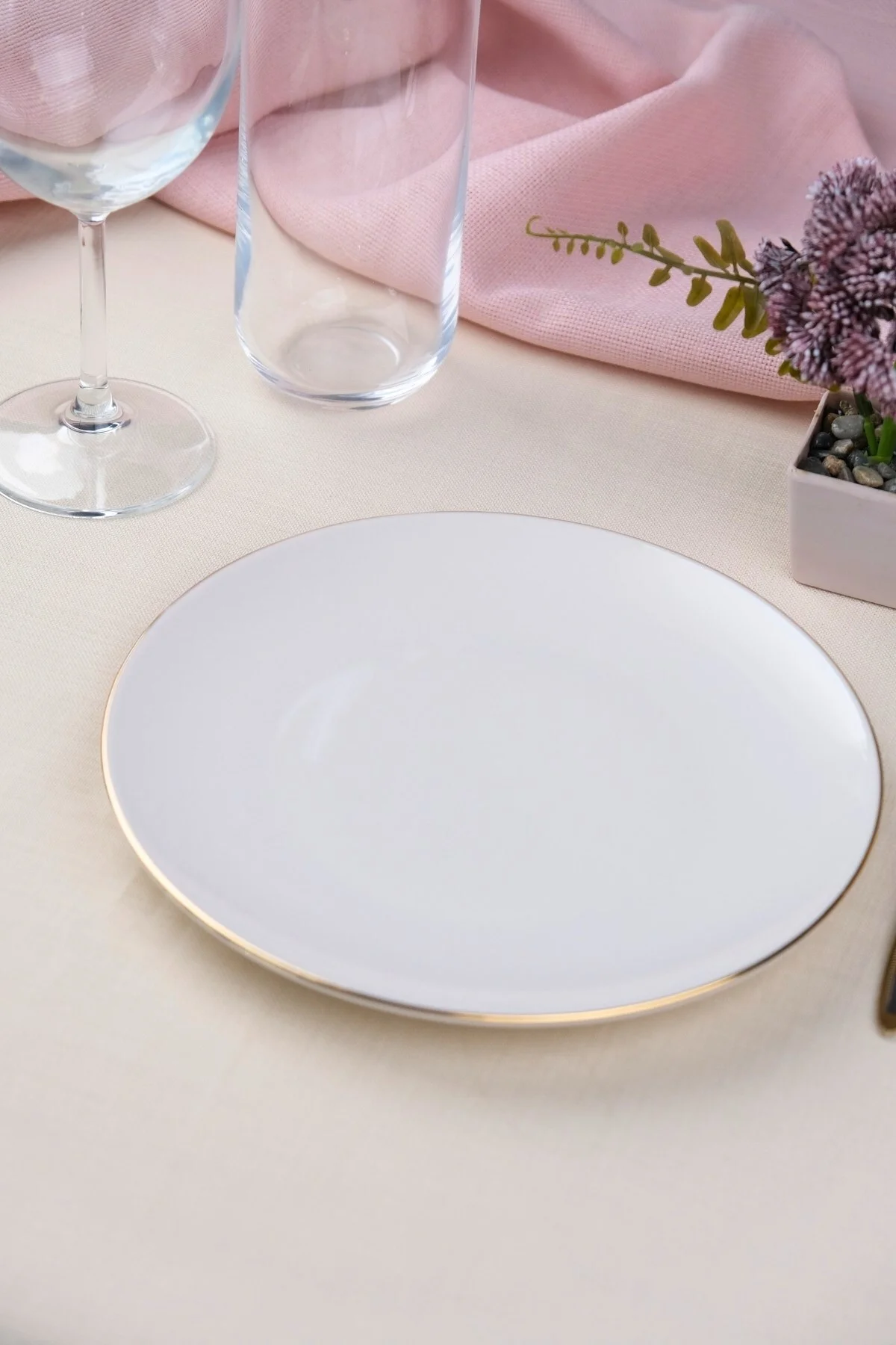 Tabak Evi Porselen Natura Porselen Altın Yaldız Pasta Tabağı 20,50cm Tekli - tabakevi Görsel 2