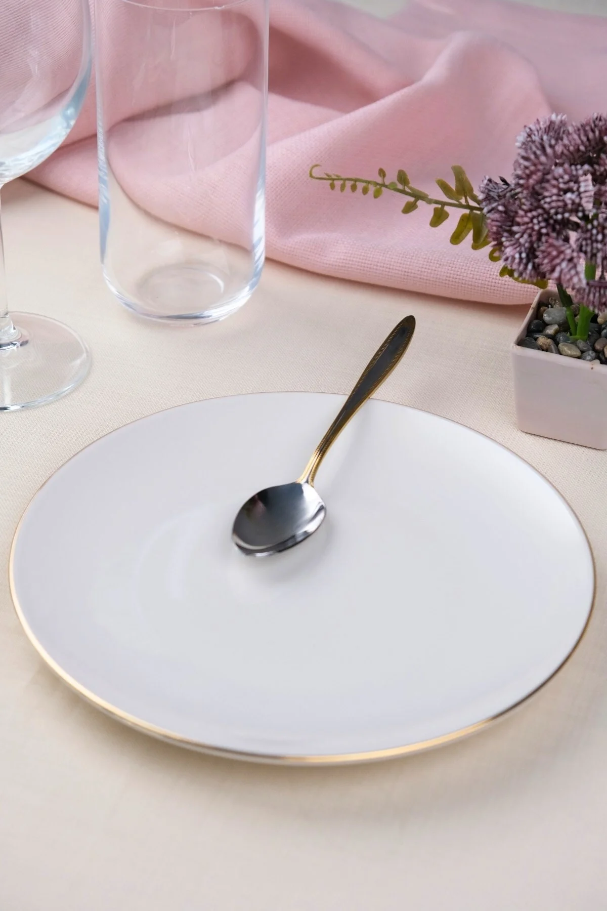 Tabak Evi Porselen Natura Porselen Altın Yaldız Pasta Tabağı 20,50cm Tekli - tabakevi Görsel 4