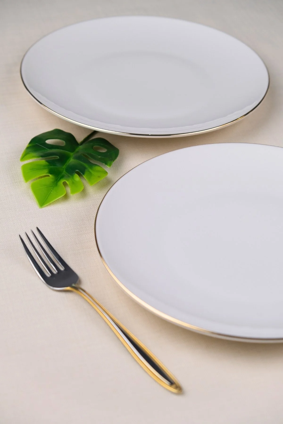 Tabak Evi Porselen Natura Porselen Altın Yaldız Pasta Tabağı 20,50cm 2 Lİ - tabakevi Görsel 2