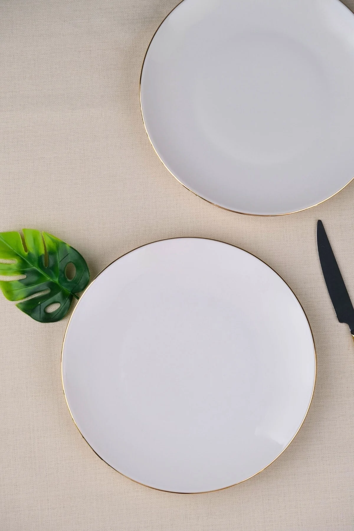 Tabak Evi Porselen Natura Porselen Altın Yaldız Pasta Tabağı 20,50cm 2 Lİ - tabakevi Görsel 3