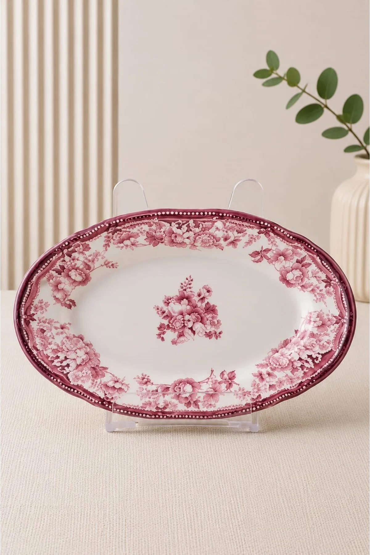 Porser Porselen Velour Maroon Fulya Kayık Tabak Seti 26cm 2 Parça - PORSER Görsel 3