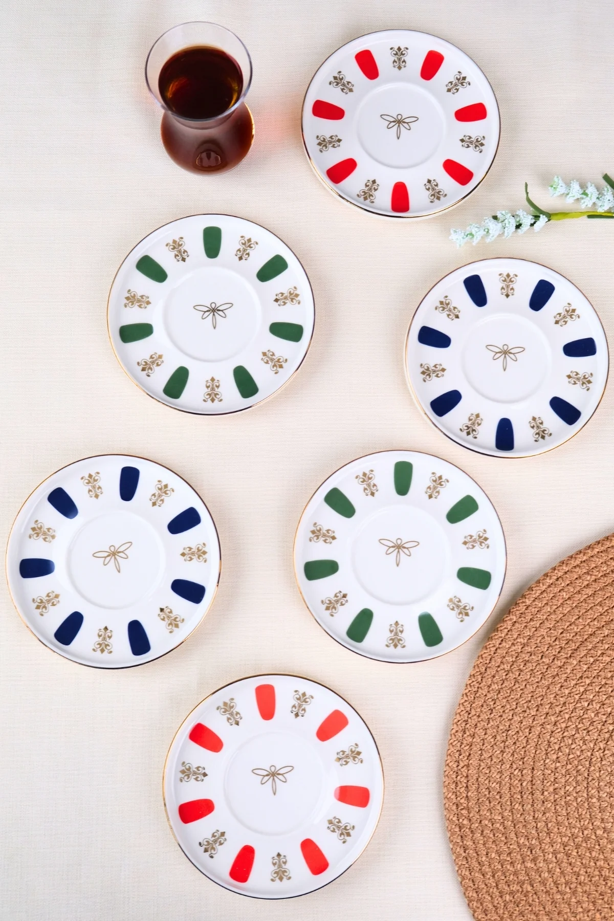 Tabak Evi Porselen Acem Zade Karma Çay Tabağı 11,8cm 6 lı - tabakevi Görsel 2