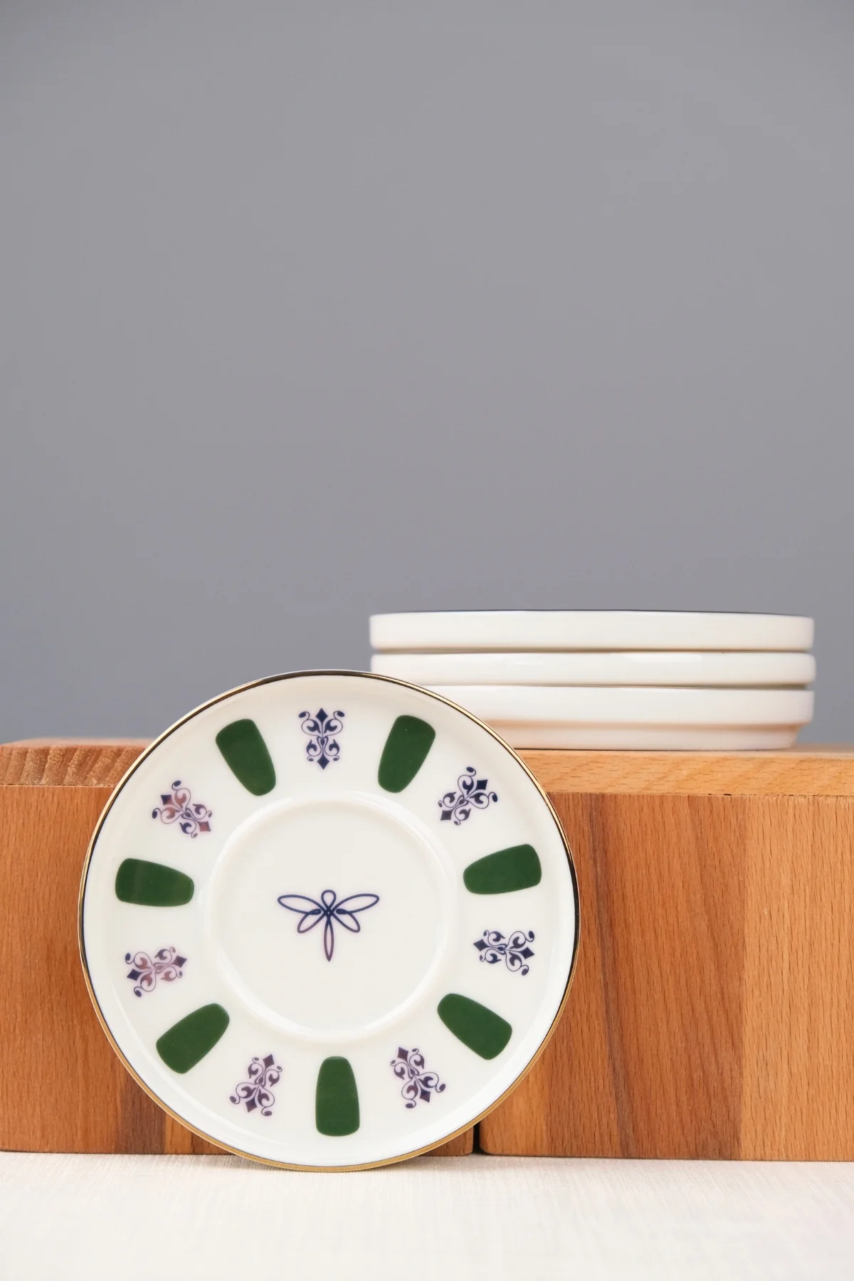 Tabak Evi Porselen Acem Zade Yeşil Çay Tabağı 11,8cm 4 lü - tabakevi Görsel 4