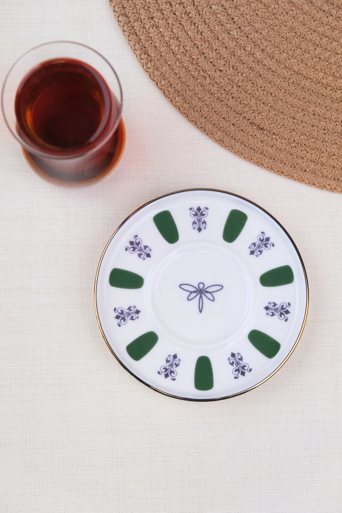 Tabak Evi Porselen Acem Zade Yeşil Çay Tabağı 11,8cm Tekli