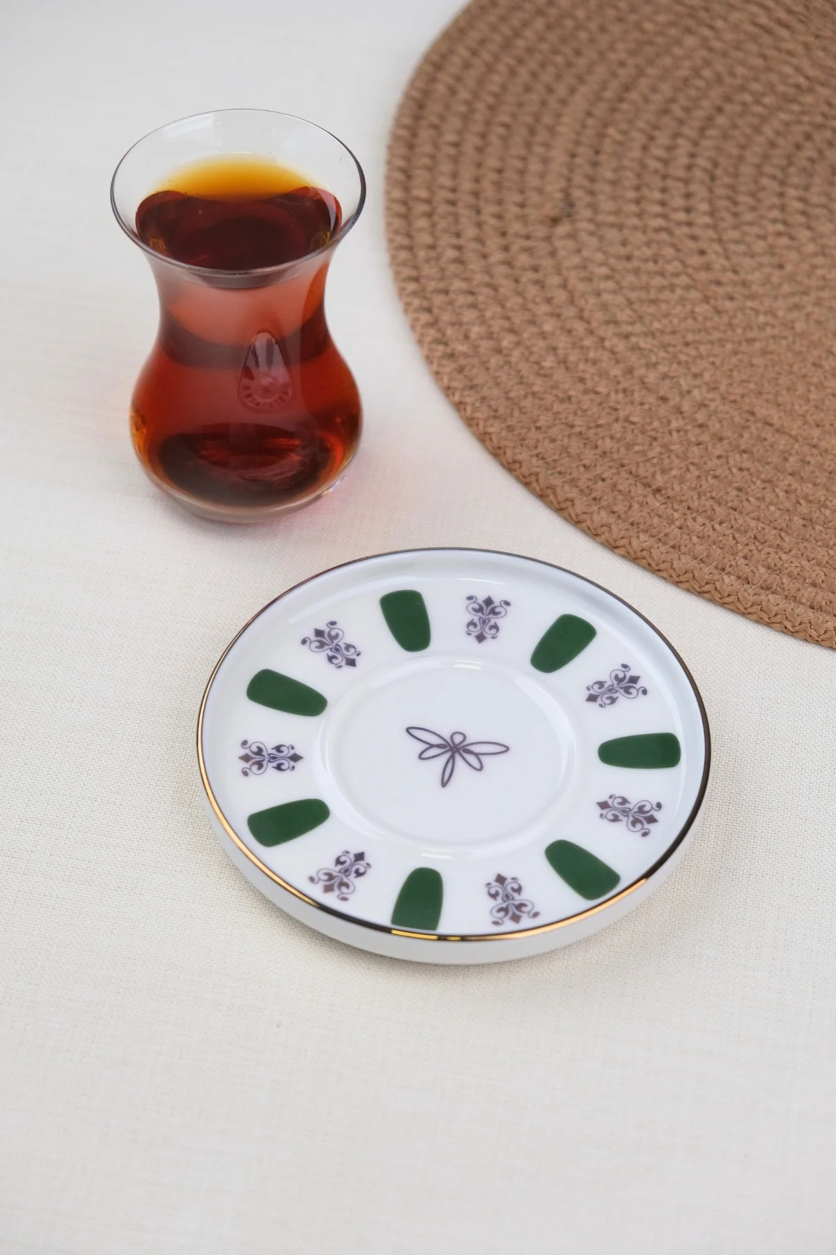 Tabak Evi Porselen Acem Zade Yeşil Çay Tabağı 11,8cm Tekli - tabakevi Görsel 2