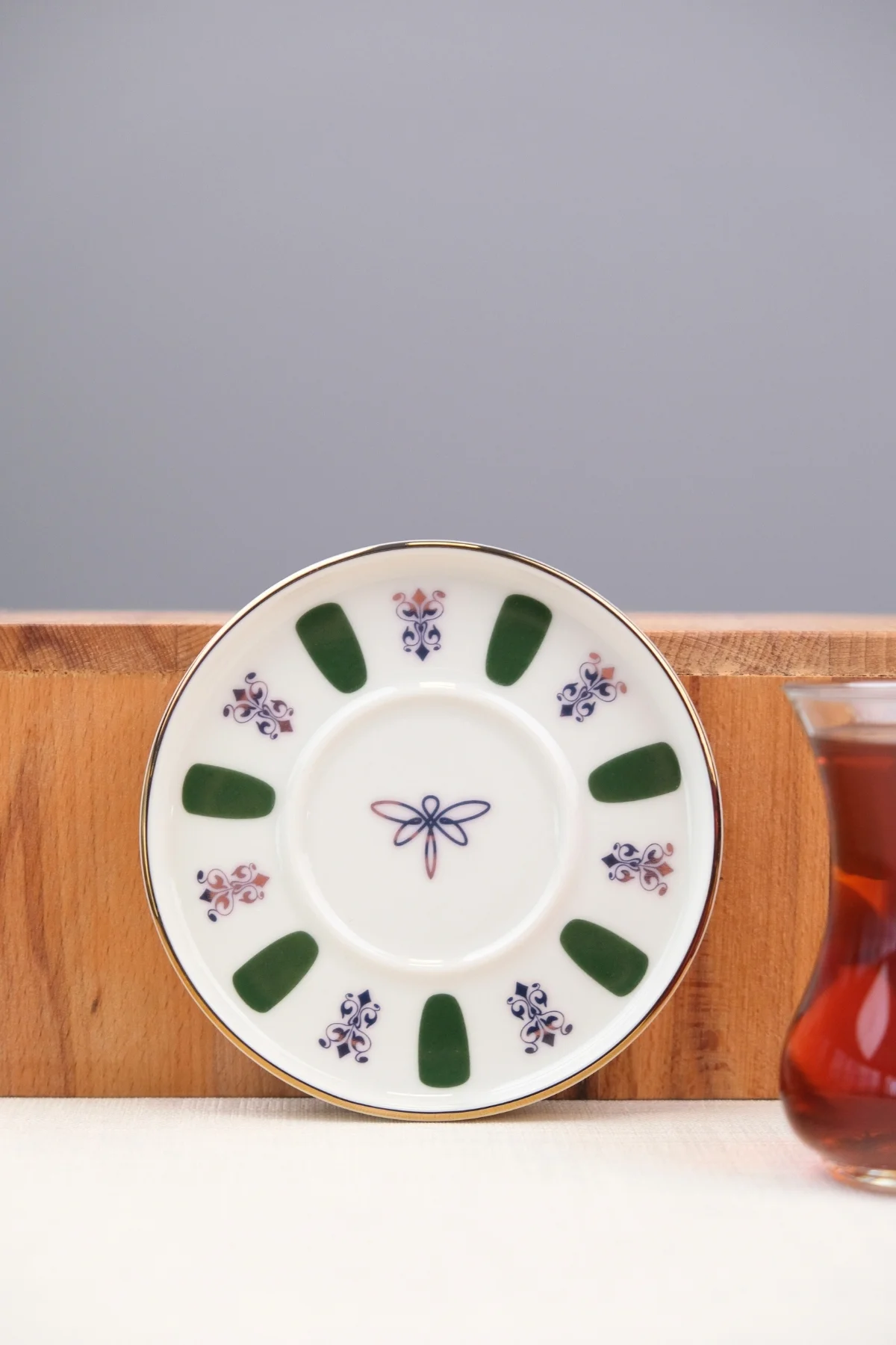 Tabak Evi Porselen Acem Zade Yeşil Çay Tabağı 11,8cm Tekli - tabakevi Görsel 3