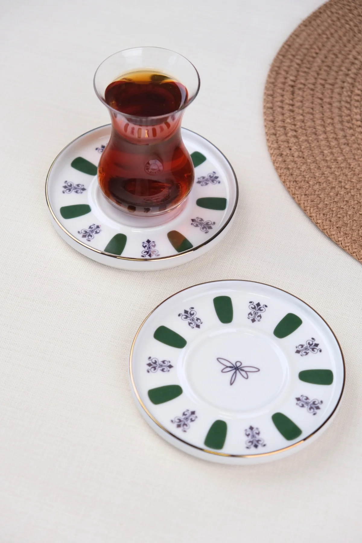 Tabak Evi Porselen Acem Zade Yeşil Çay Tabağı 11,8cm 2 li - tabakevi Görsel 3
