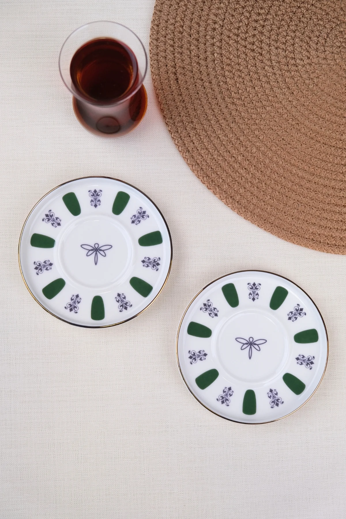 Tabak Evi Porselen Acem Zade Yeşil Çay Tabağı 11,8cm 2 li - tabakevi Görsel 4