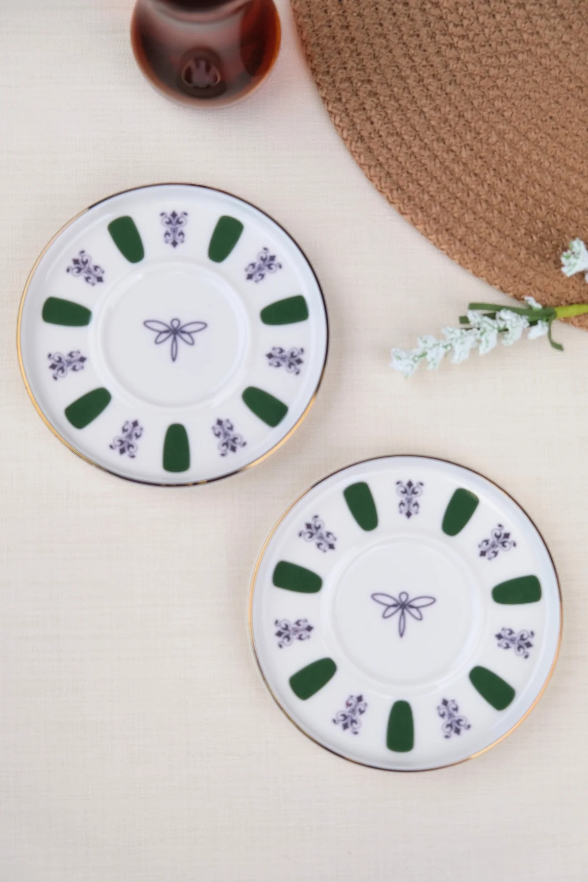 Tabak Evi Porselen Acem Zade Yeşil Çay Tabağı 11,8cm 2 li